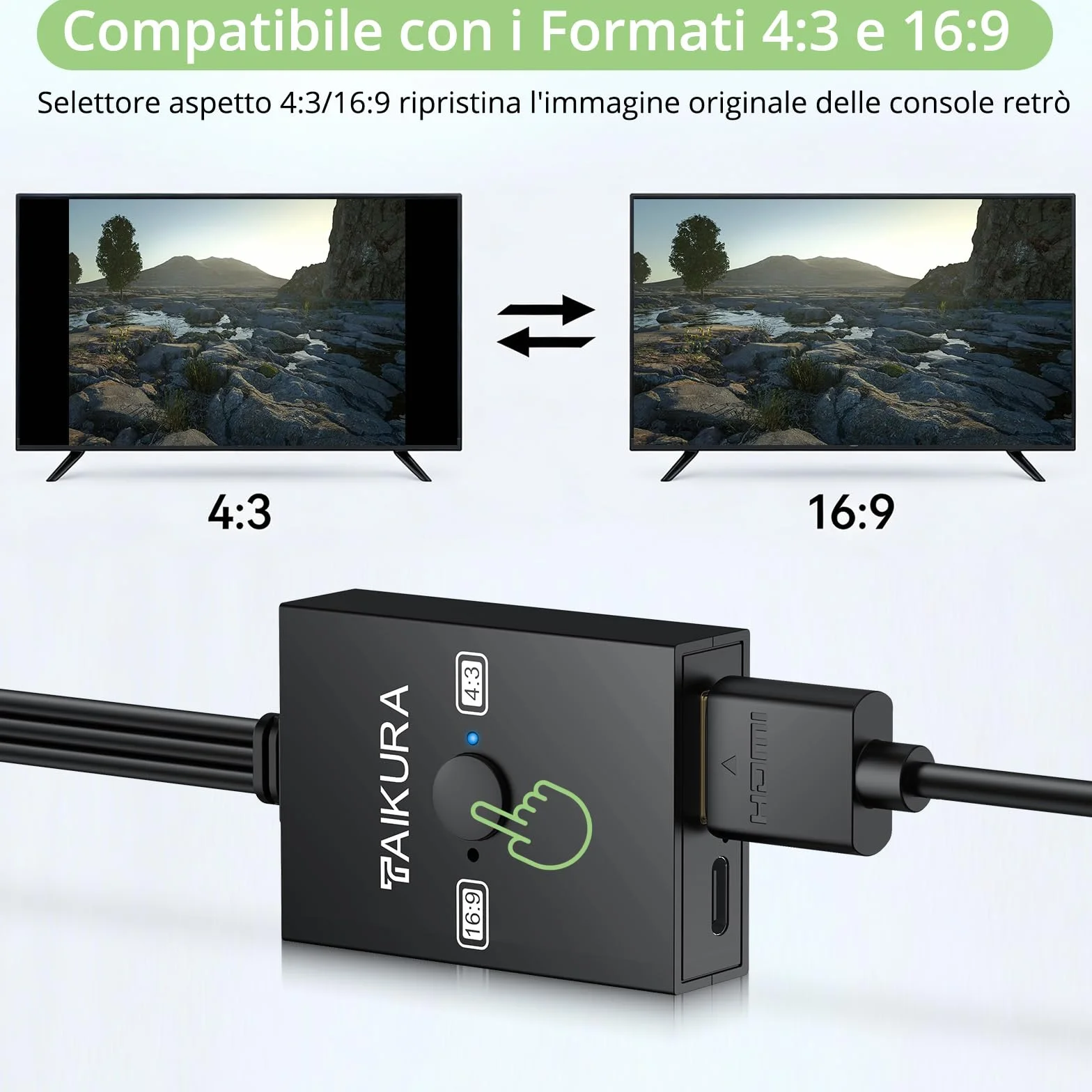 Convertitore SCART a HDMI 1080P 150 cm Commutazione Aspect Ratio 4:3/16:9