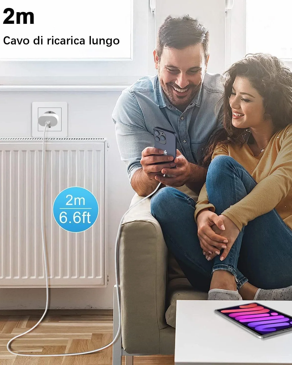 Caricatore USB C 27W per iPhone 17/17 Air/17 Pro/17 Pro Max, iPhone 16 15 Pro Max Plus, iPad 10/11 Generazione con Cavo 2M