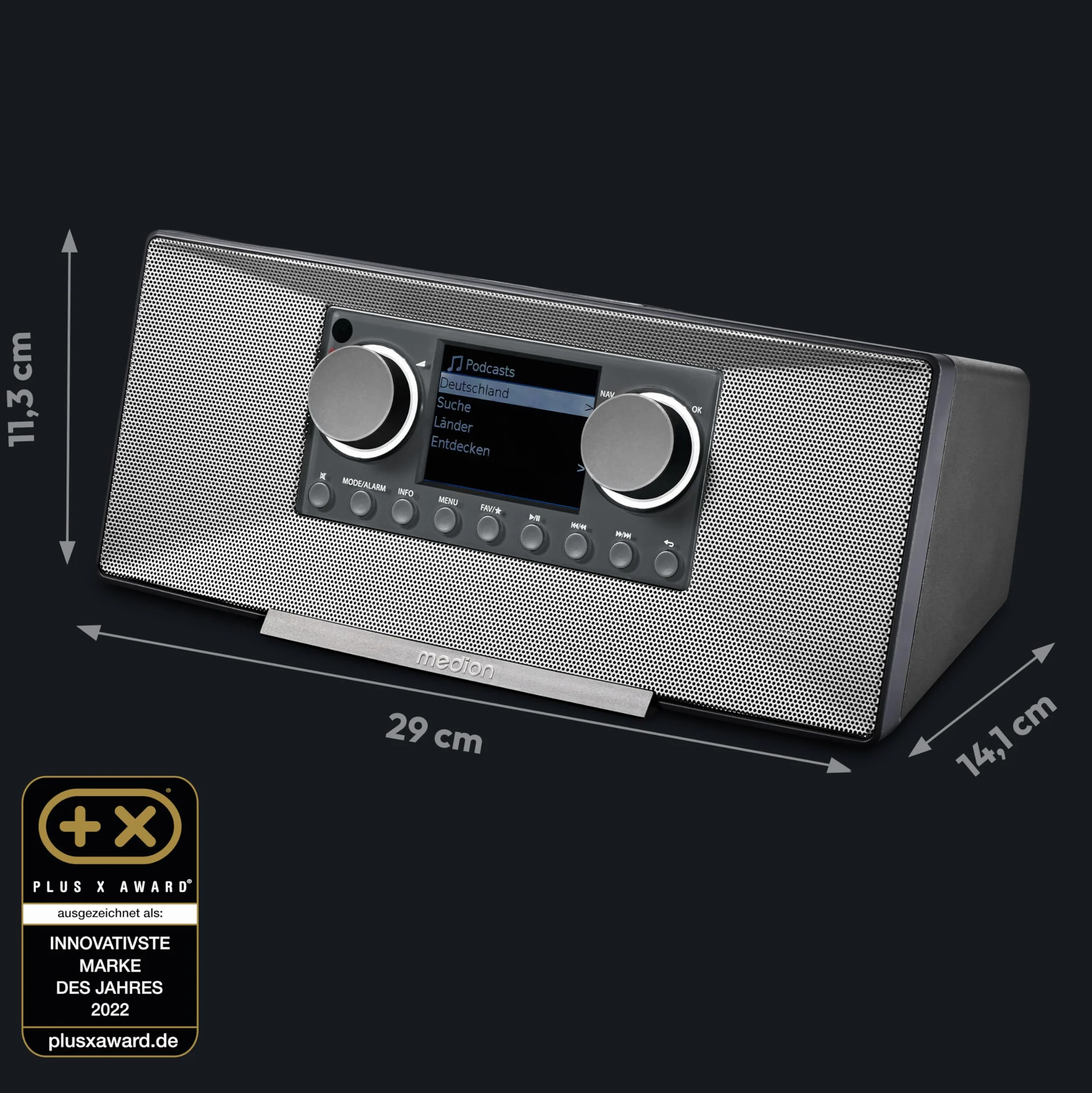 MEDION P85333 Radio Internet DAB+ WLAN FM Spotify Connect DLNA USB Grigio