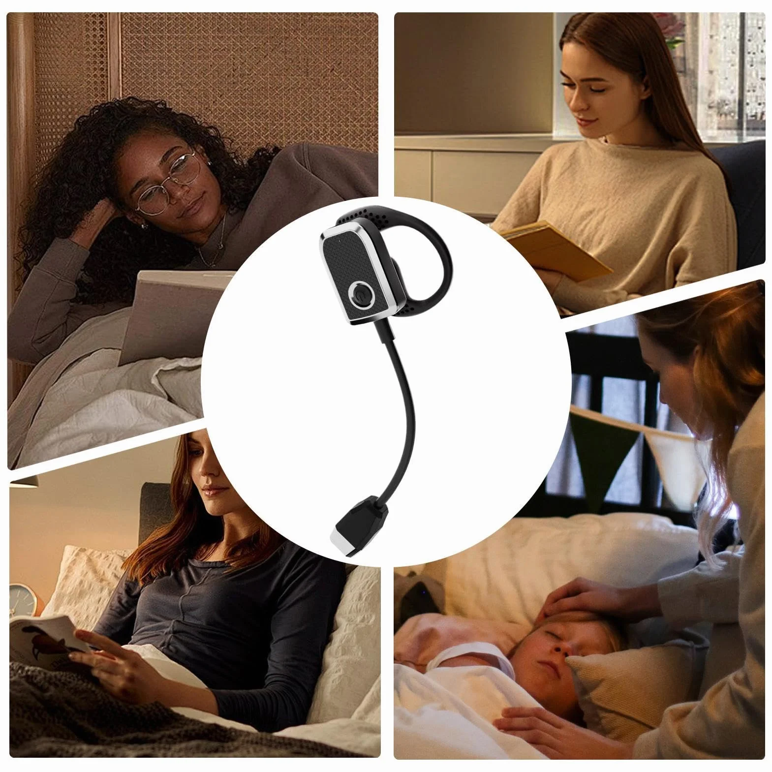 Générique Ear Wearing Reading Light, Ricaricabile Led Folding Ear Light, Regolabile Lightweight for Home, Travel, Camping