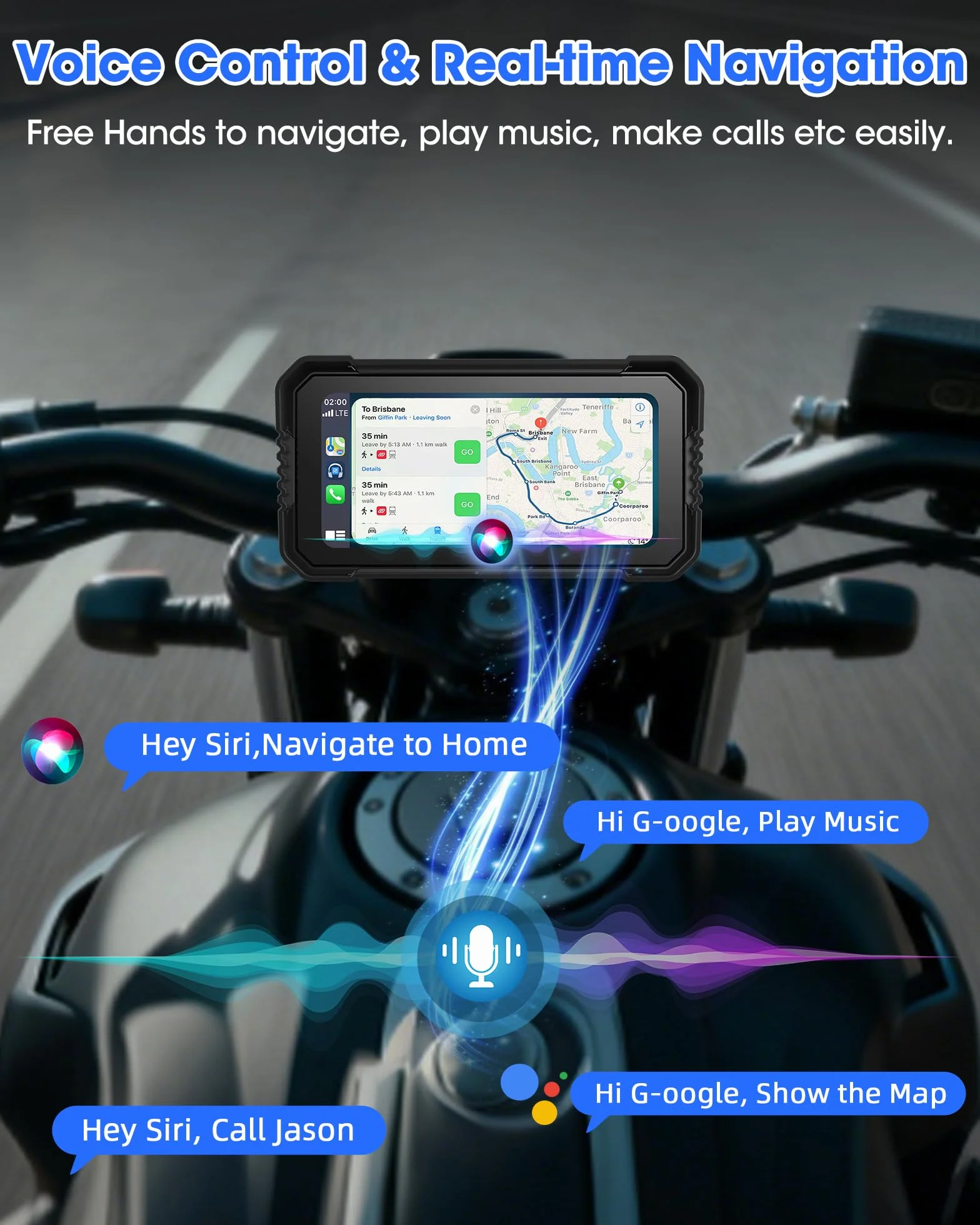 Navigatore Moto con CarPlay Android Auto 4K 6,25 Pollici WiFi GPS 64GB