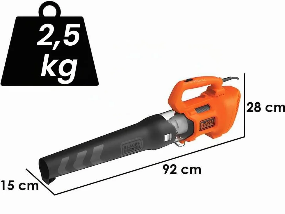 BLACK+DECKER,SOFFIATORE ASSIALE 1850W - VEL SOFFIAGGIO FINO A 190 KM/H, DESIGN LEGGERO E COMPATTO . BEBL185-QS