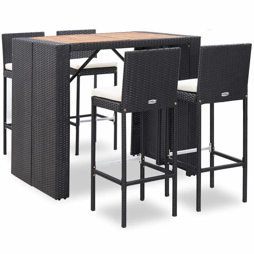 vidaXL Set da Bar da Giardino 5 pz in Polyrattan e Massello d'Acacia
