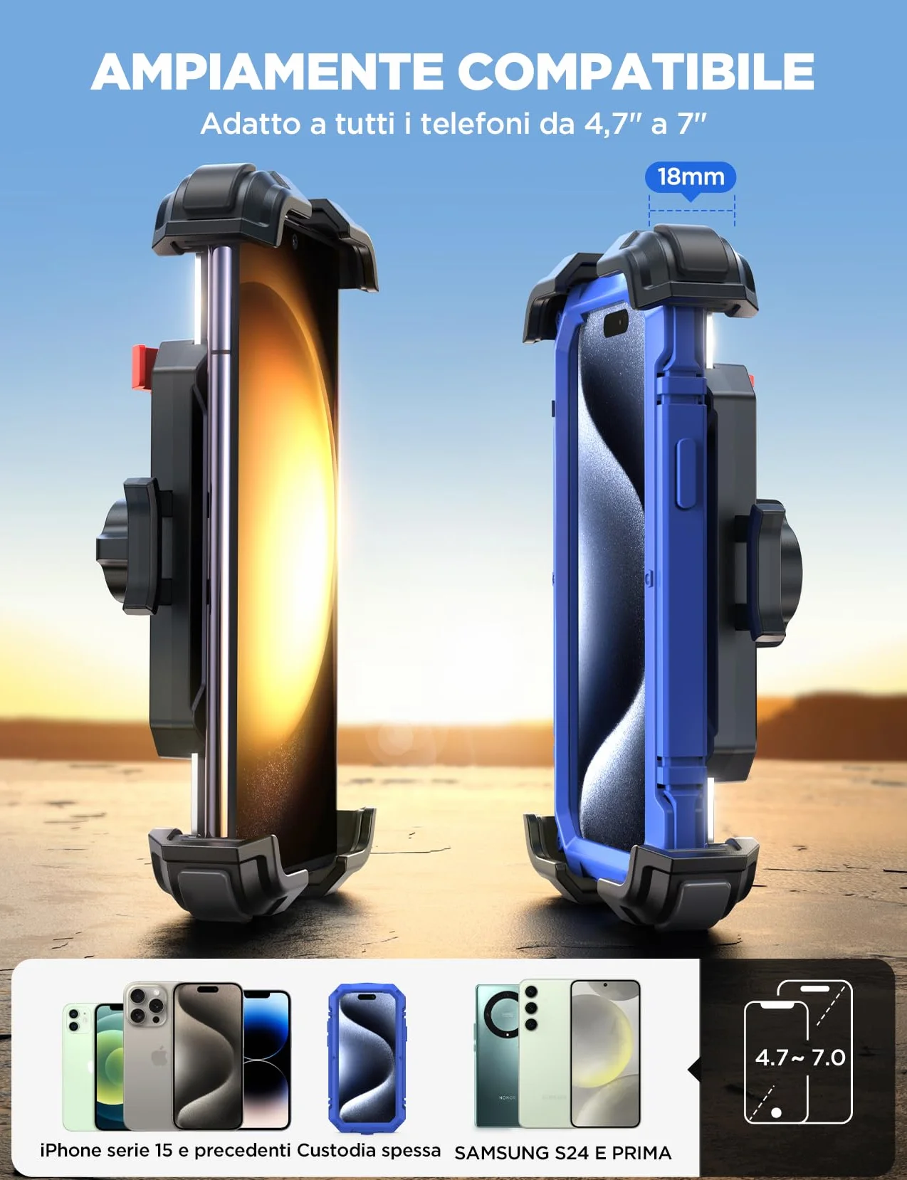 JOYROOM Porta Cellulare Moto 2025 Tirante in Metallo 160 km/h Antiurto Universale Bicicletta Manubrio Holder per iPhone 16 Pro Max Samsung 4.7-7"