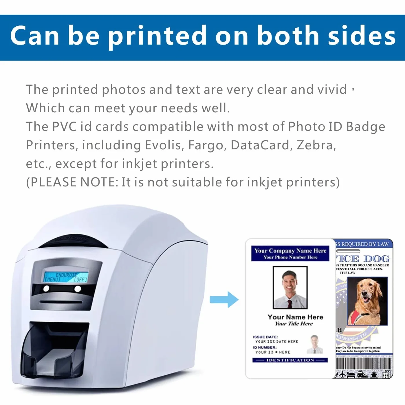 Biglietti da visita in plastica PVC bianchi, 30 pezzi, compatibili con stampanti carte di credito