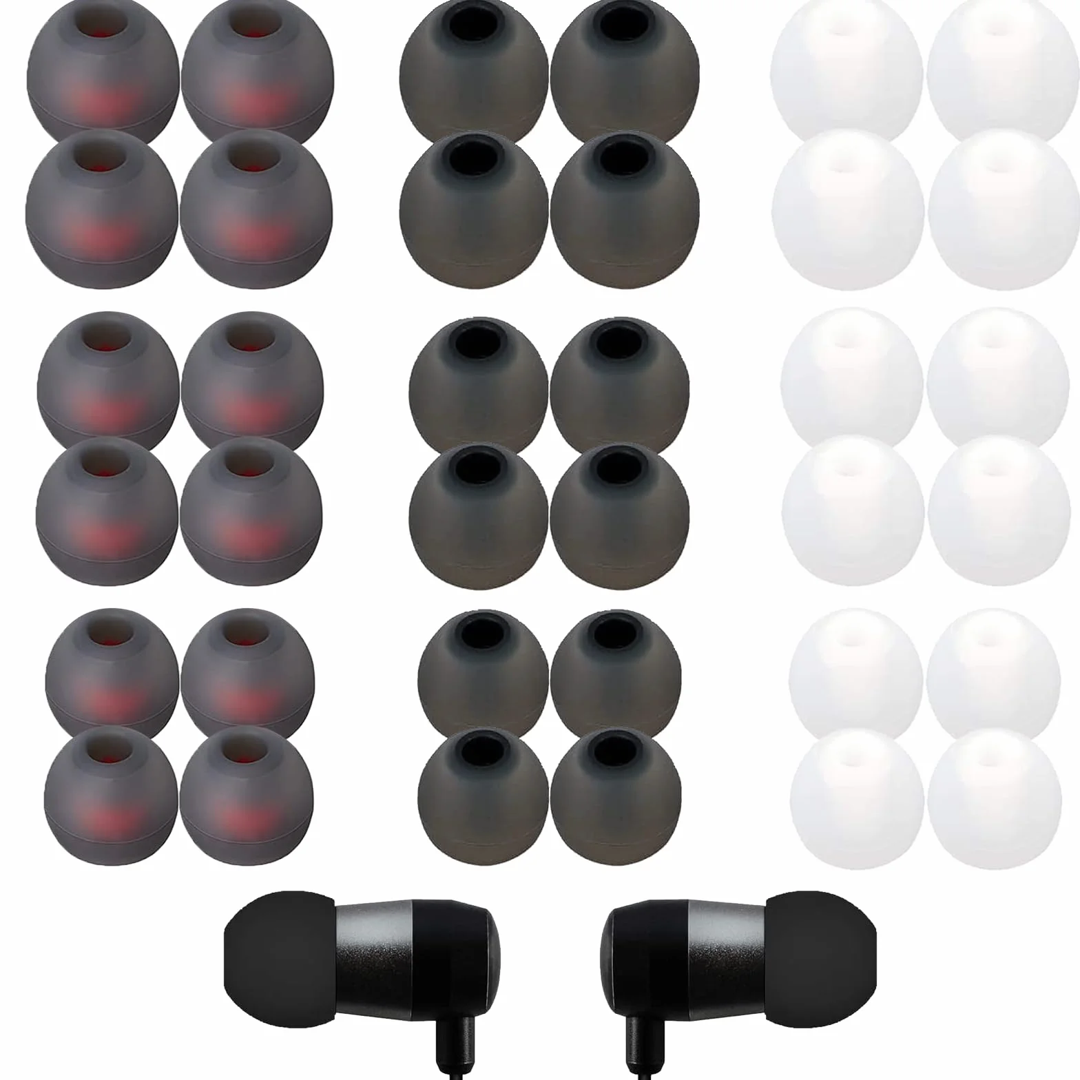 Gommini auricolari sostitutivi 36 pezzi isolamento acustico comfort 3 colori S/M/L