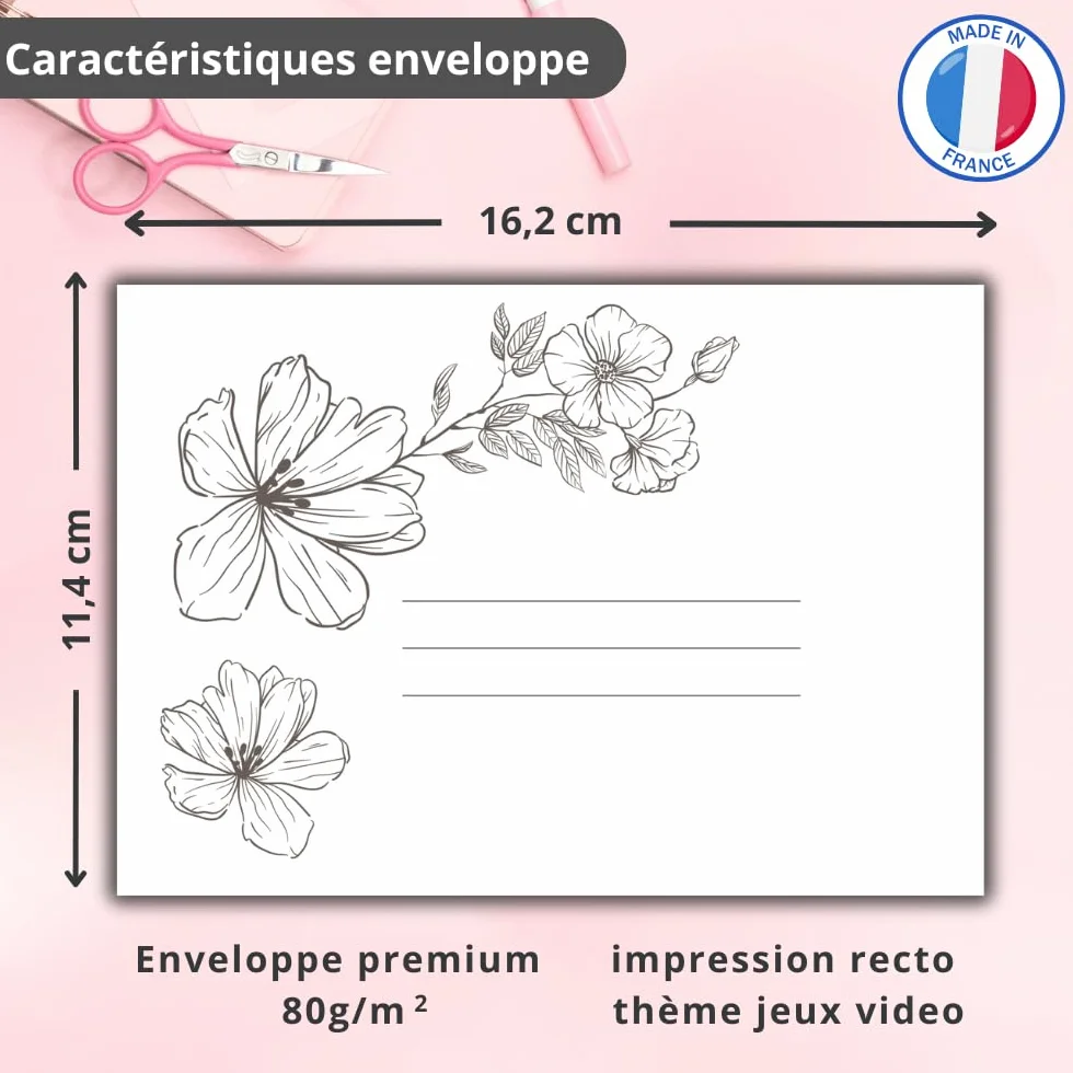 Set 10 biglietti ringraziamenti con buste stampate | Design FLORAL | Cartolina 10,4x14,8 cm | Ringraziamento matrimonio nascita compleanno