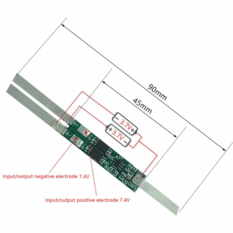 DollaTek 10Pcs 2S 7.4V 3.5A Doppio MOS Scheda di Protezione Bilanciamento per Li-ion 18650 Batteria