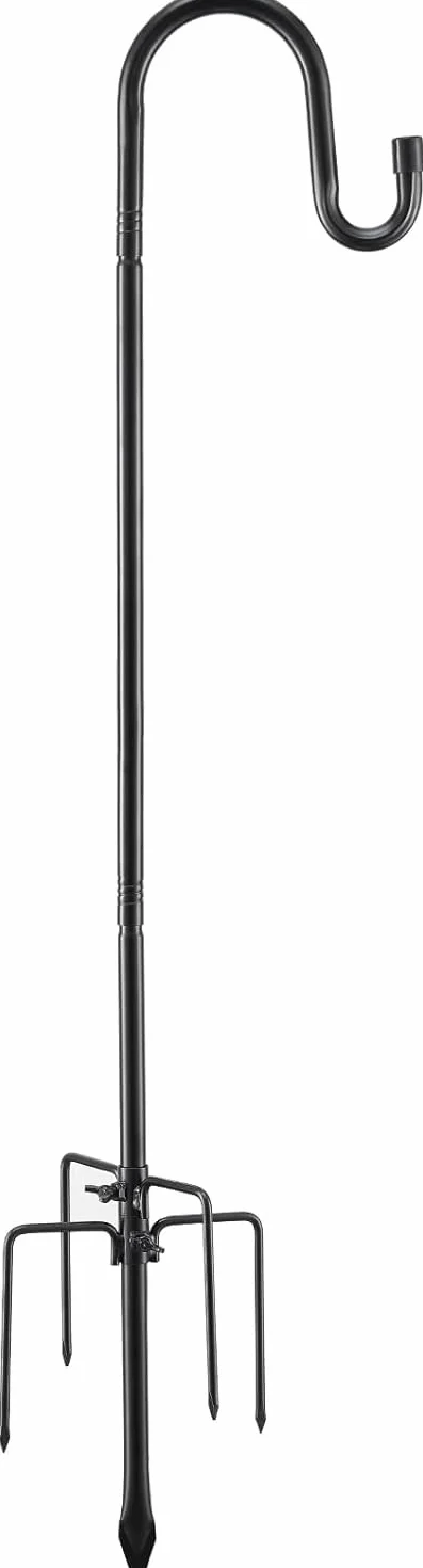 Gancio da Pastore 238cm Nero Opaco 5 Basi per Mangiatoie Uccelli
