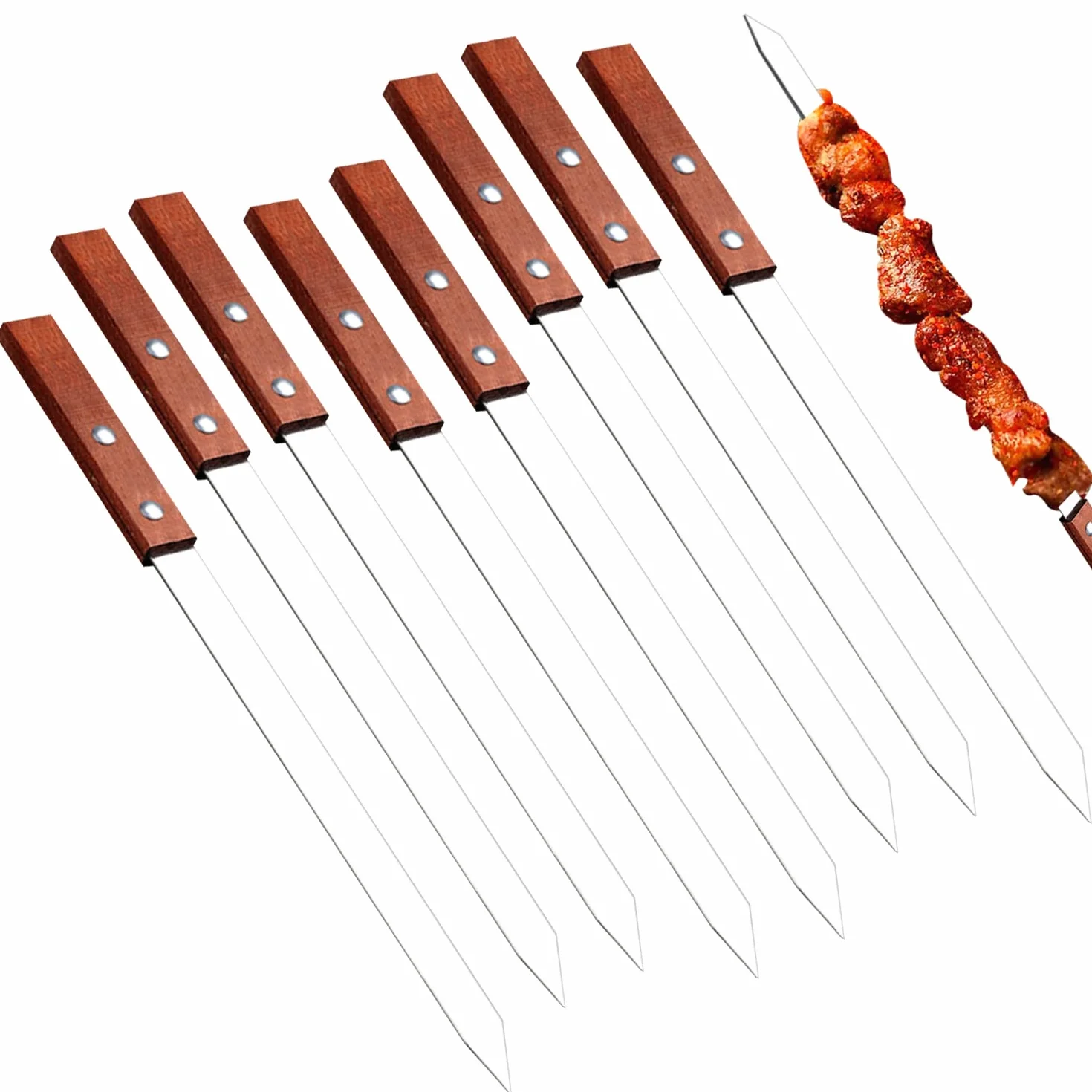 8 Pezzi Spiedini Acciaio, Kebab In Acciaio Inox, Spiedo Acciaio per Barbecue Riutilizzabili, Accessori Barbecue per Verdure, Carne, Salsicce