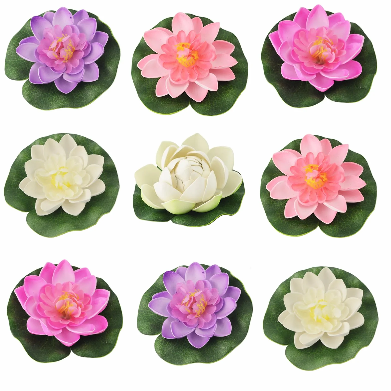 Fiori Galleggianti per Laghetti, 9 Pezzi Fiori di Loto Galleggianti Veri, fiori galleggianti, Artificiale Ninfee Galleggianti,Piante di Loto,Fiori di Loto Finti per Decorazioni (Colore)