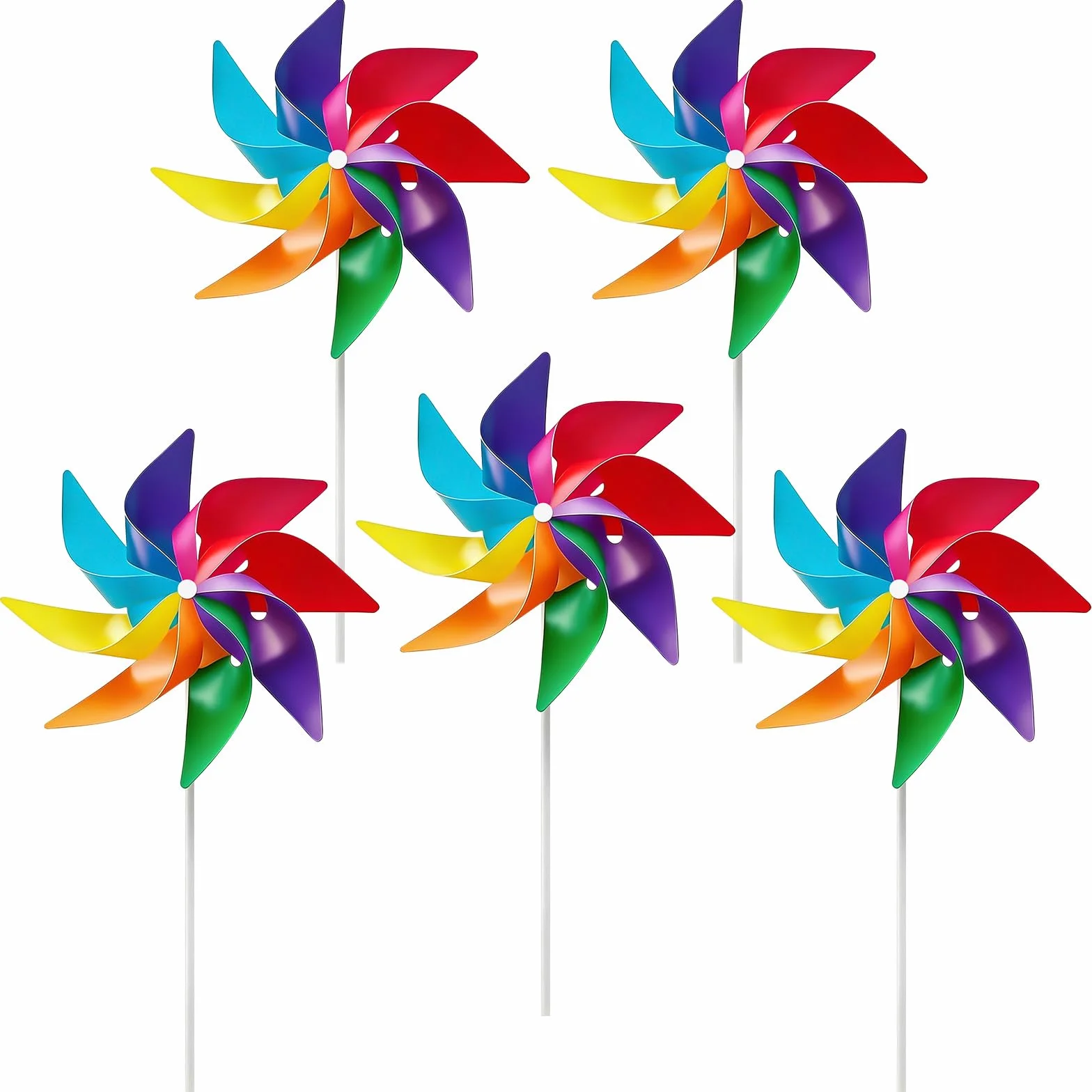 5 girandole a vento da giardino, colorate, 8 foglie, arcobaleno, decorazione da giardino, per prato, cortile, terrazza, balcone, festa