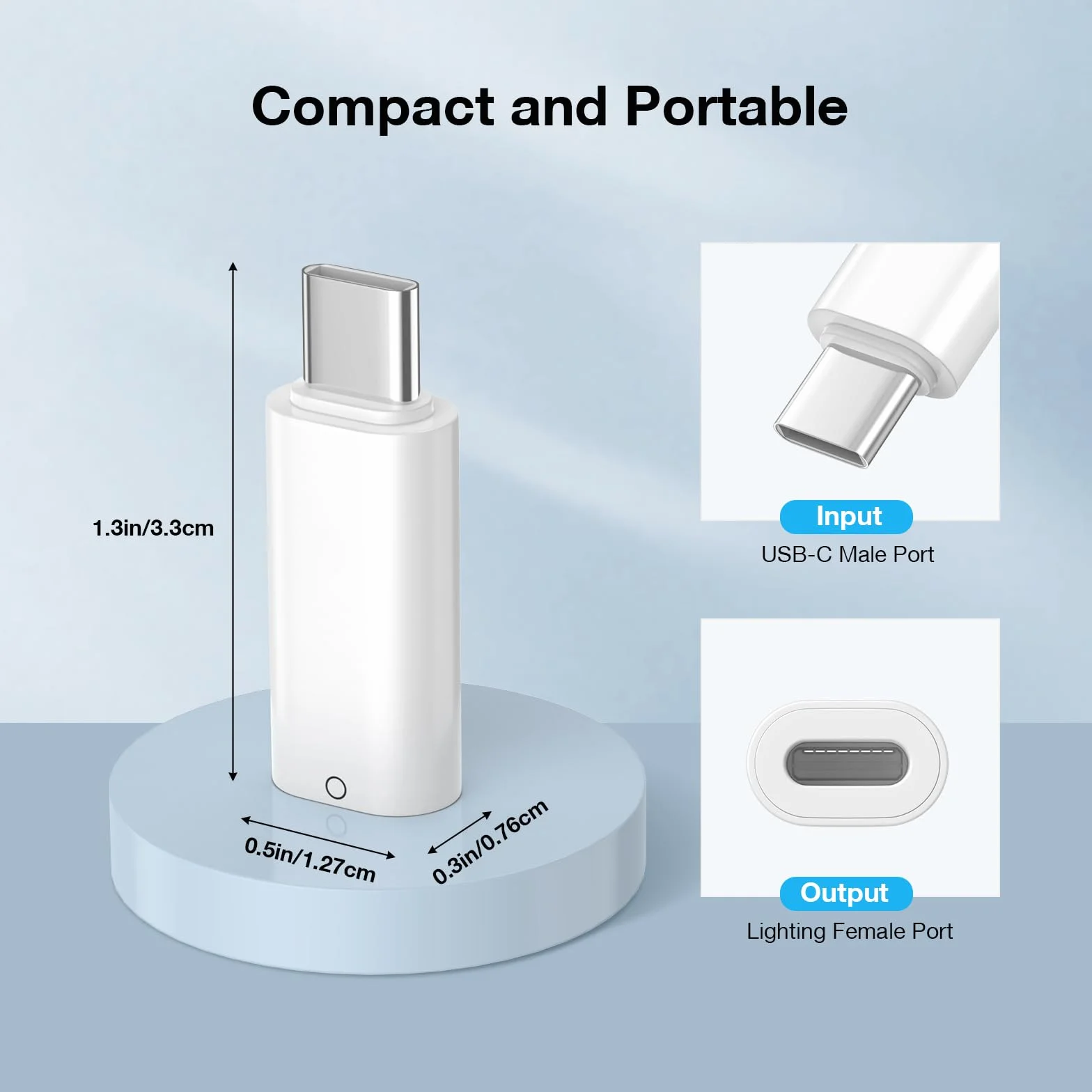 TiMOVO Adattatore da USB C a Lightning per Apple Pencil 1a Gen, Caricatore Bluetooth Bianco