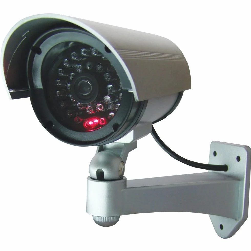 Telecamera Finta da Esterno con Led Lampeggiante, Videocamera di Sorveglianza Dummy Realistica per Casa e Giardino