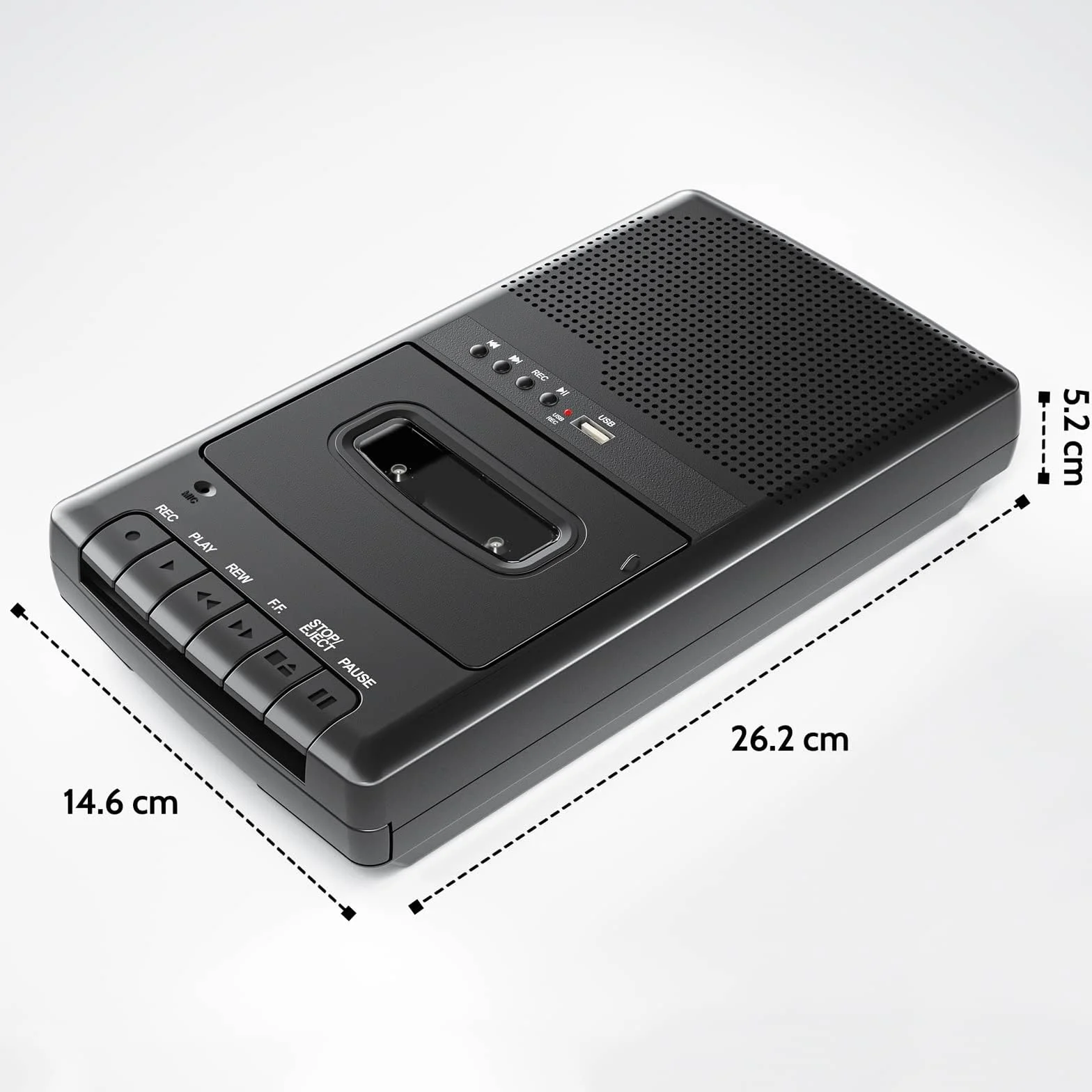 Reproductor Cassette Portatile Lettore Audio Registratore Digitalizza su USB con Maniglia