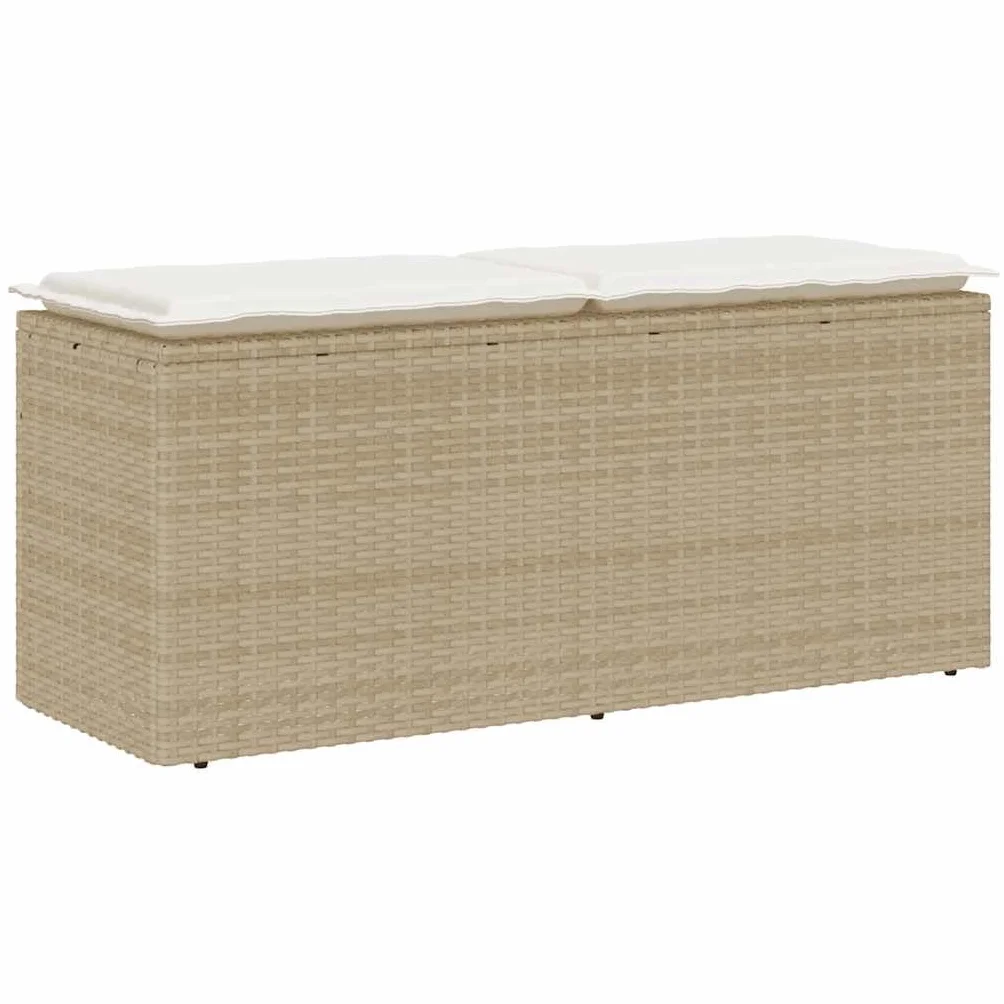vidaXL Panca da Giardino con Cuscino Beige 110x40x44 cm in Polyrattan, Panca da Esterno, Panca da Parco, divanetto da Giardino, Panca da Giardino