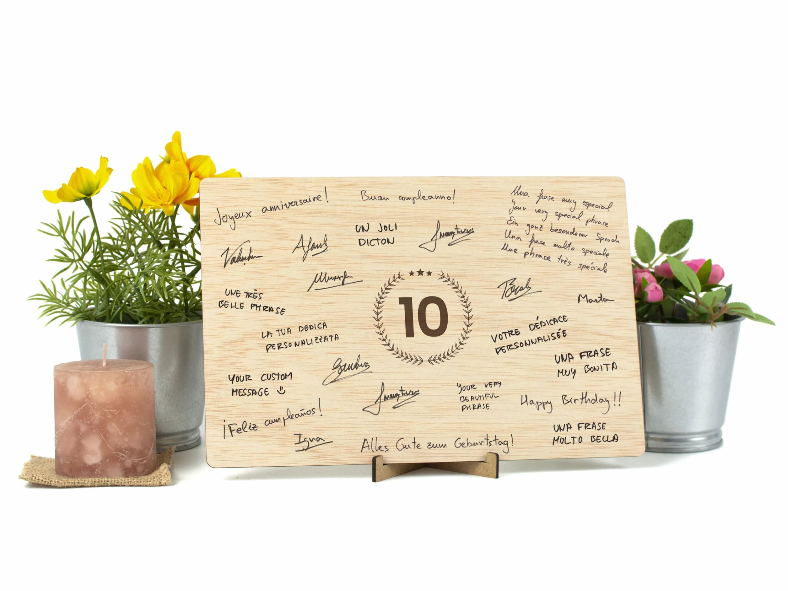 CONTRAXT Biglietto Auguri 10 Anni legno, Idee regalo Compleanno donna uomo Bomboniere Happy Birthday