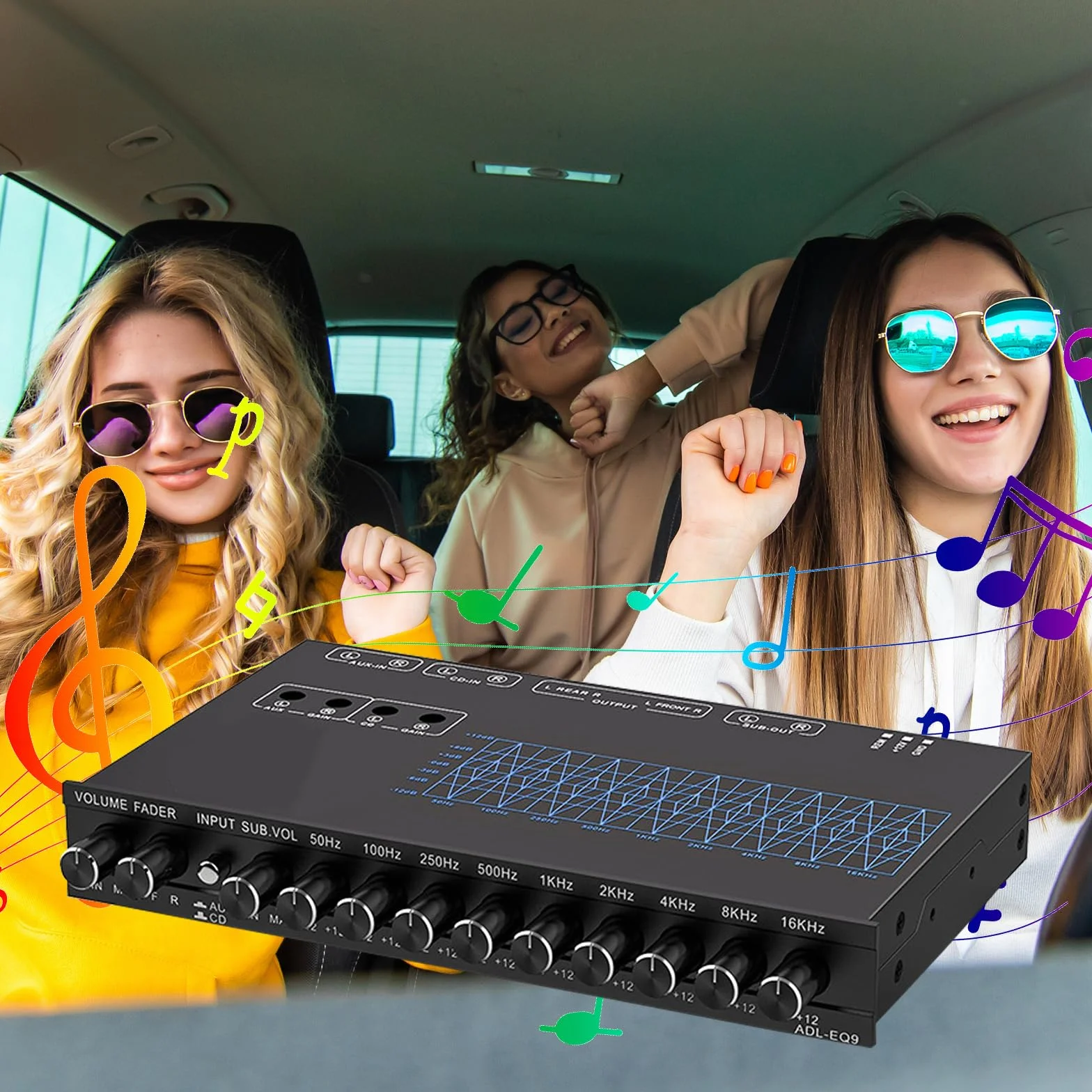 Aisny ADL-EQ9 Equalizzatore Audio HiFi 9 Bande Preamplificatore Stereo Professionale