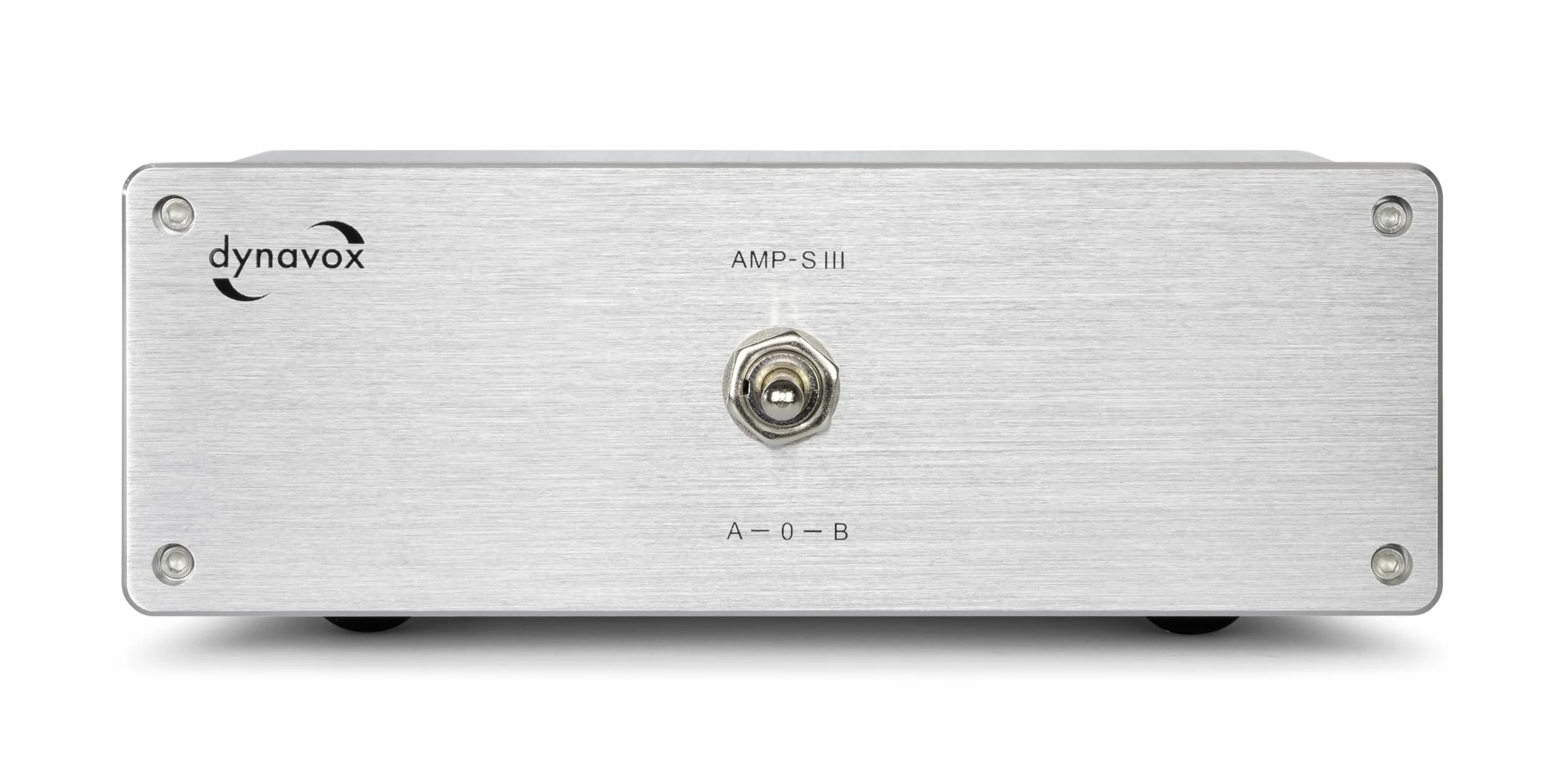 Dynavox AMP-S III commutatore amplificatori altoparlanti 2 coppie casse 1 amplificatore chassis alluminio connettori banana morsetti argento