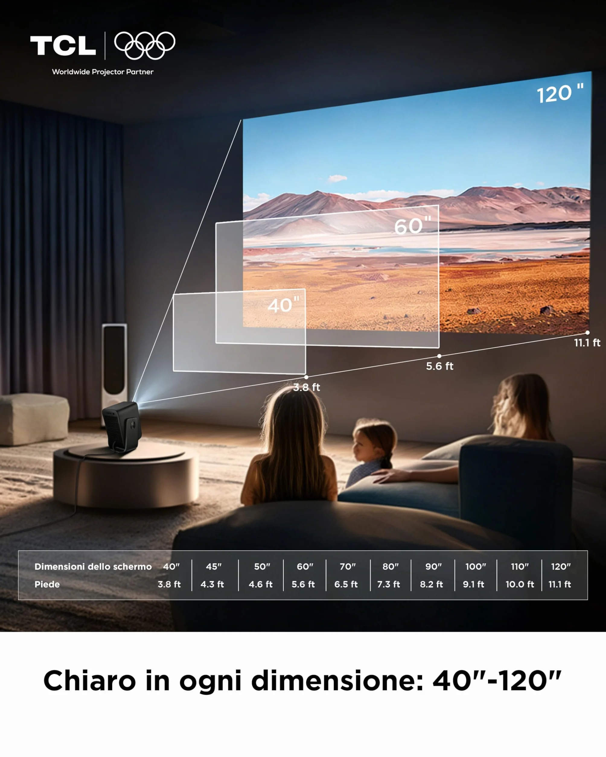 TCL C1 Mini Proiettore Portatile 4K Nativa 1080P Google TV Netflix Compatibile, Messa a Fuoco Automatica 6D Correzione Trapezoidale, Wi-Fi Bluetooth, 8W Dolby Audio, Rotabile 285°