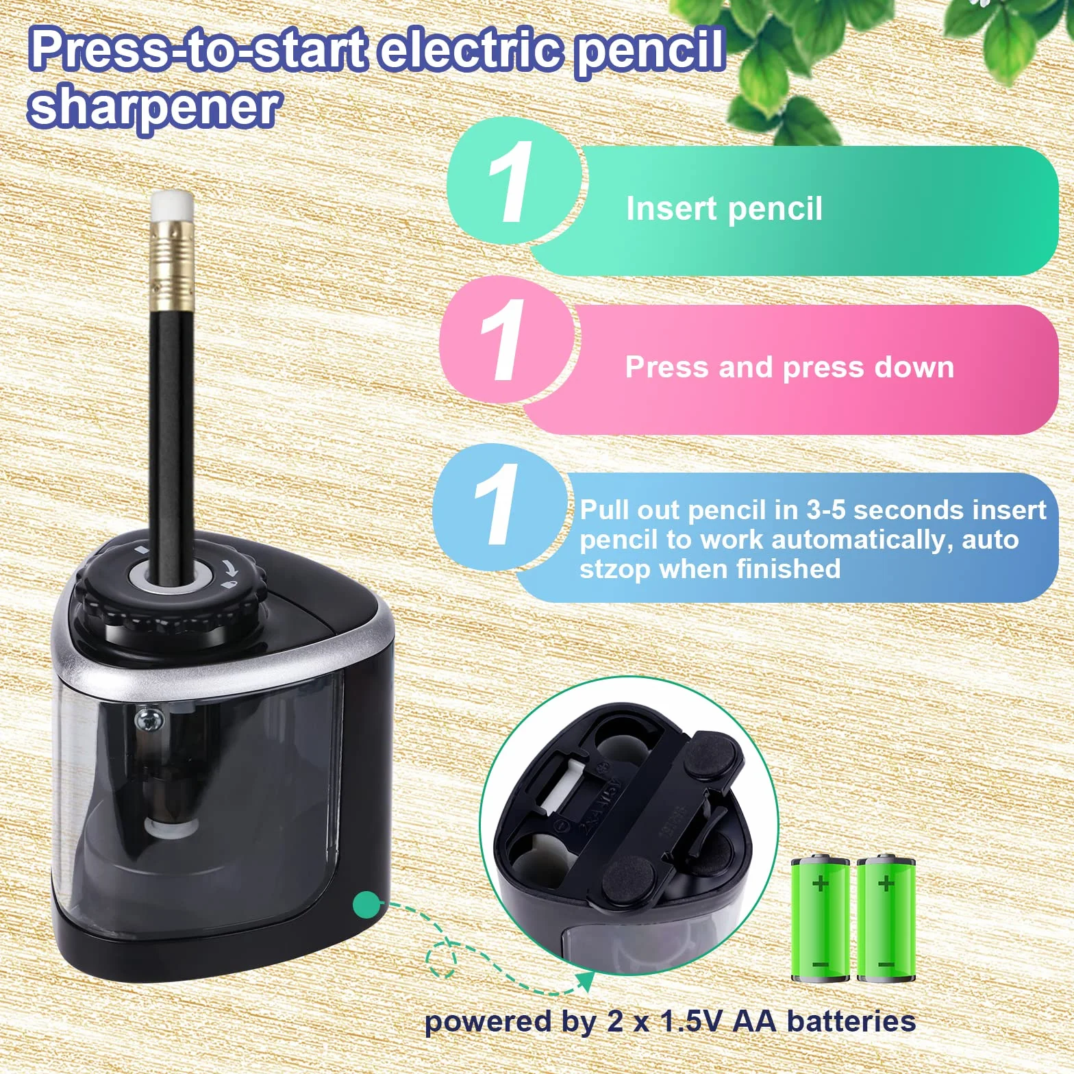 Temperamatite Elettrico a Batteria con 2 Lame Sostituibili Portatile