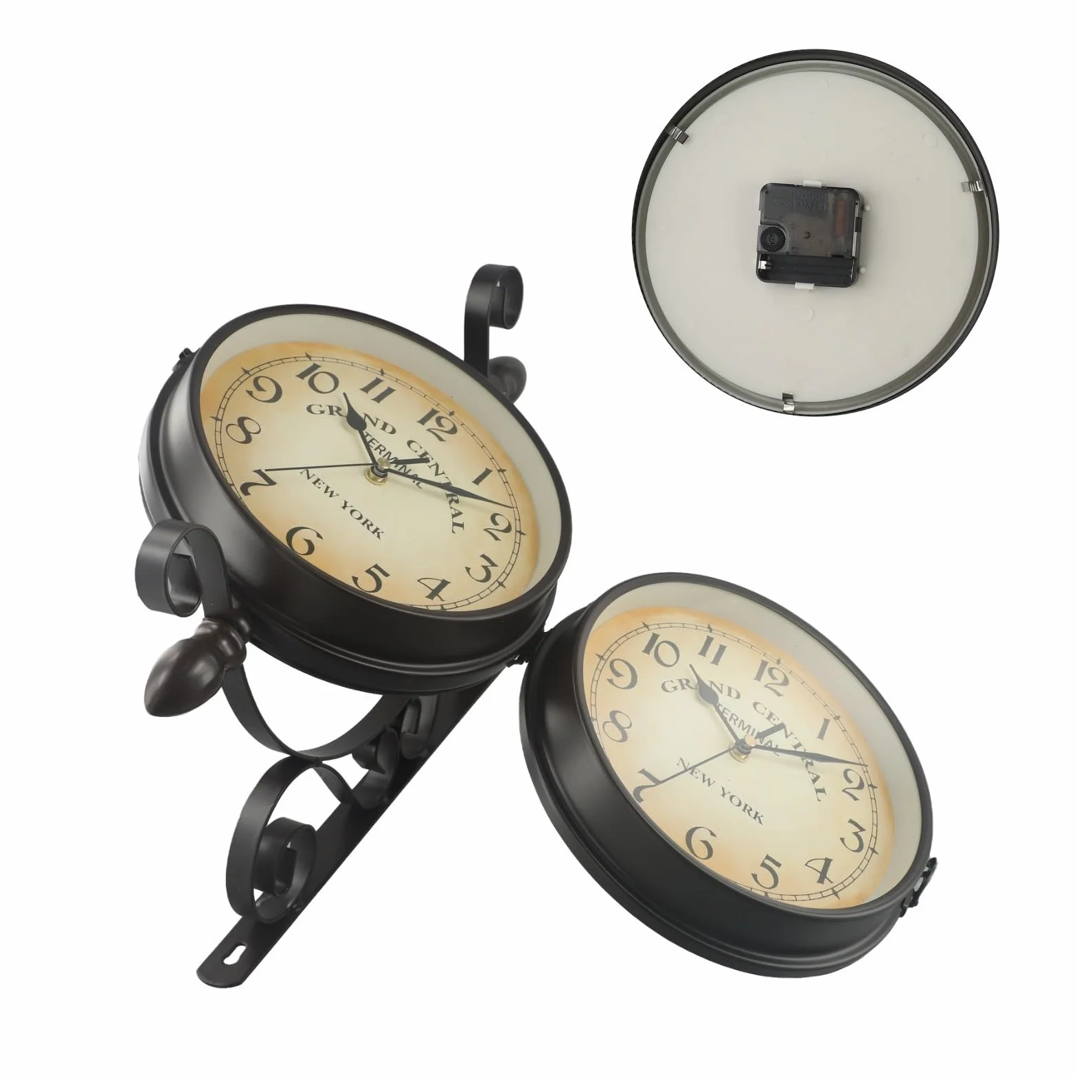 Orologio da parete vintage su entrambi i lati, per esterni, giardino, stazione ferroviaria, montato, 20,3 cm, per ingresso e portico