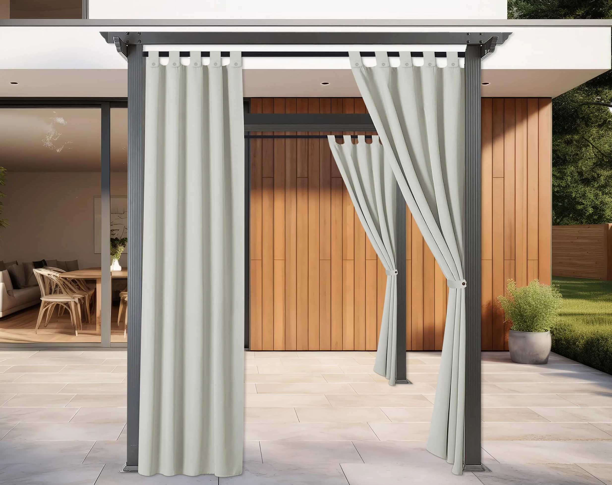 IlGruppone Tenda Per Gazebo Da Esterno Resistente 160 x 270 Cm 3 Varianti Colore Con Asole E Passanti Chiusura A Bottoni Antivento Antipolvere Uv Resistente - 4 Pezzi - Grigio
