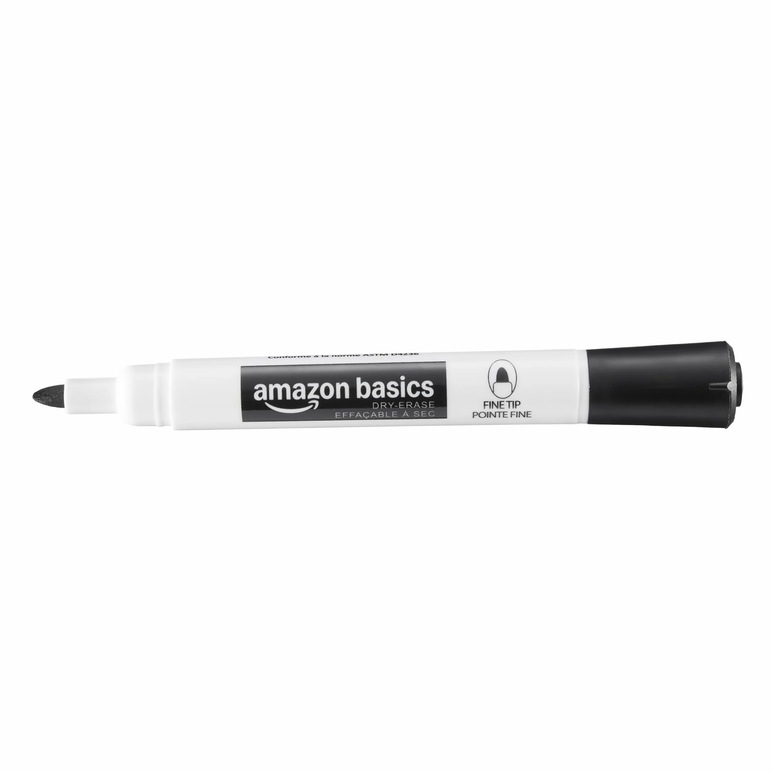 Amazon Basics Low-Odor Dry Erase Whiteboard Markers, Fine Tip, Black, 36 Count