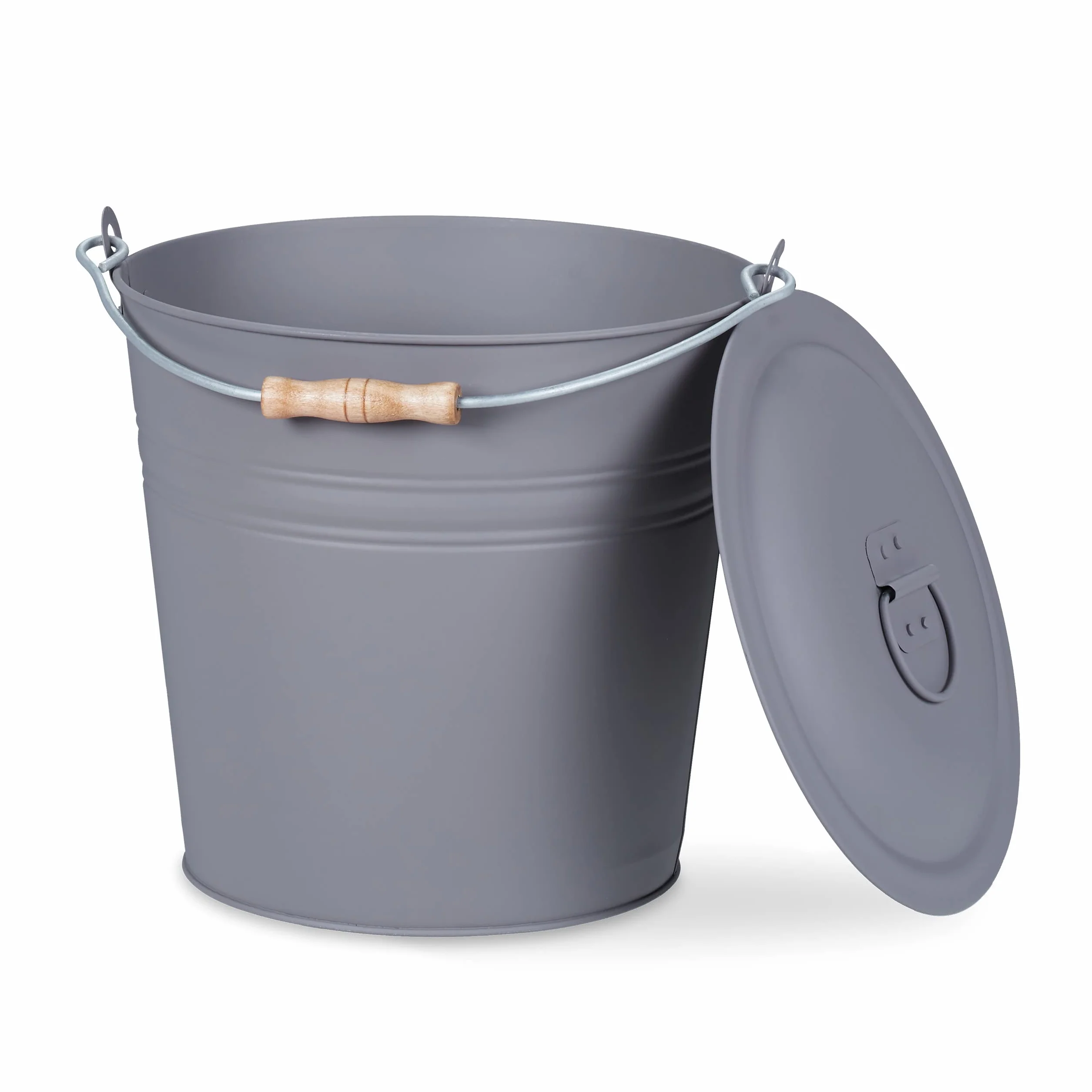 Relaxdays Secchio Raccoglicenere 12 L con Coperchio e Impugnatura Grigio