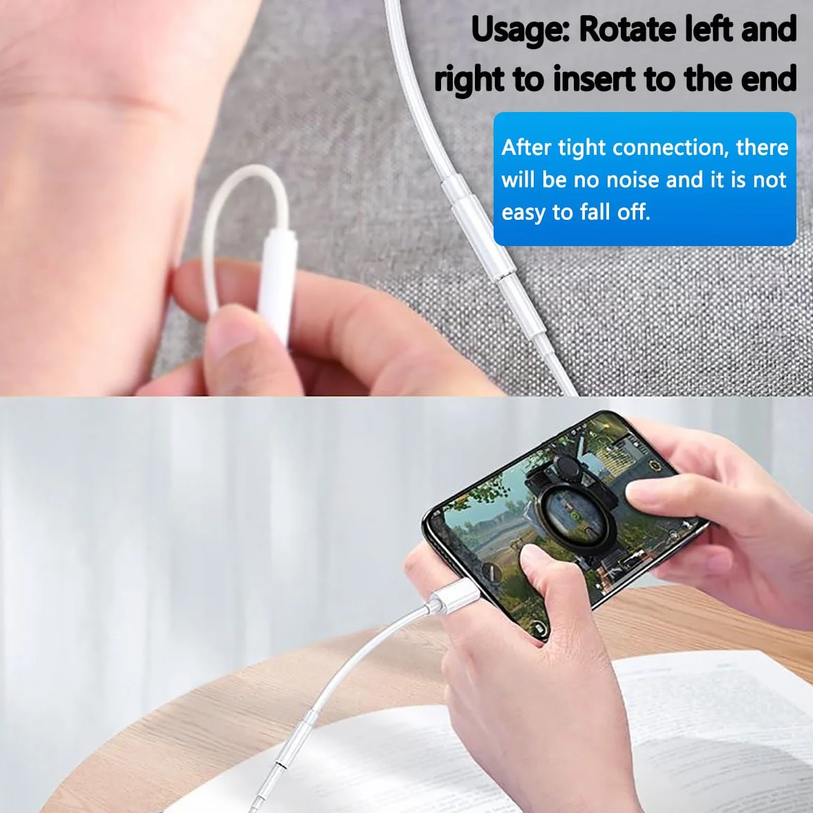 Adattatore Cuffie per Phone MFi Certificato Cavo Aux Audio Dongle Convertitore Compatibile con Phone 14Pro/14/13/12/SE/11/X/XS/8/7 2 Pack