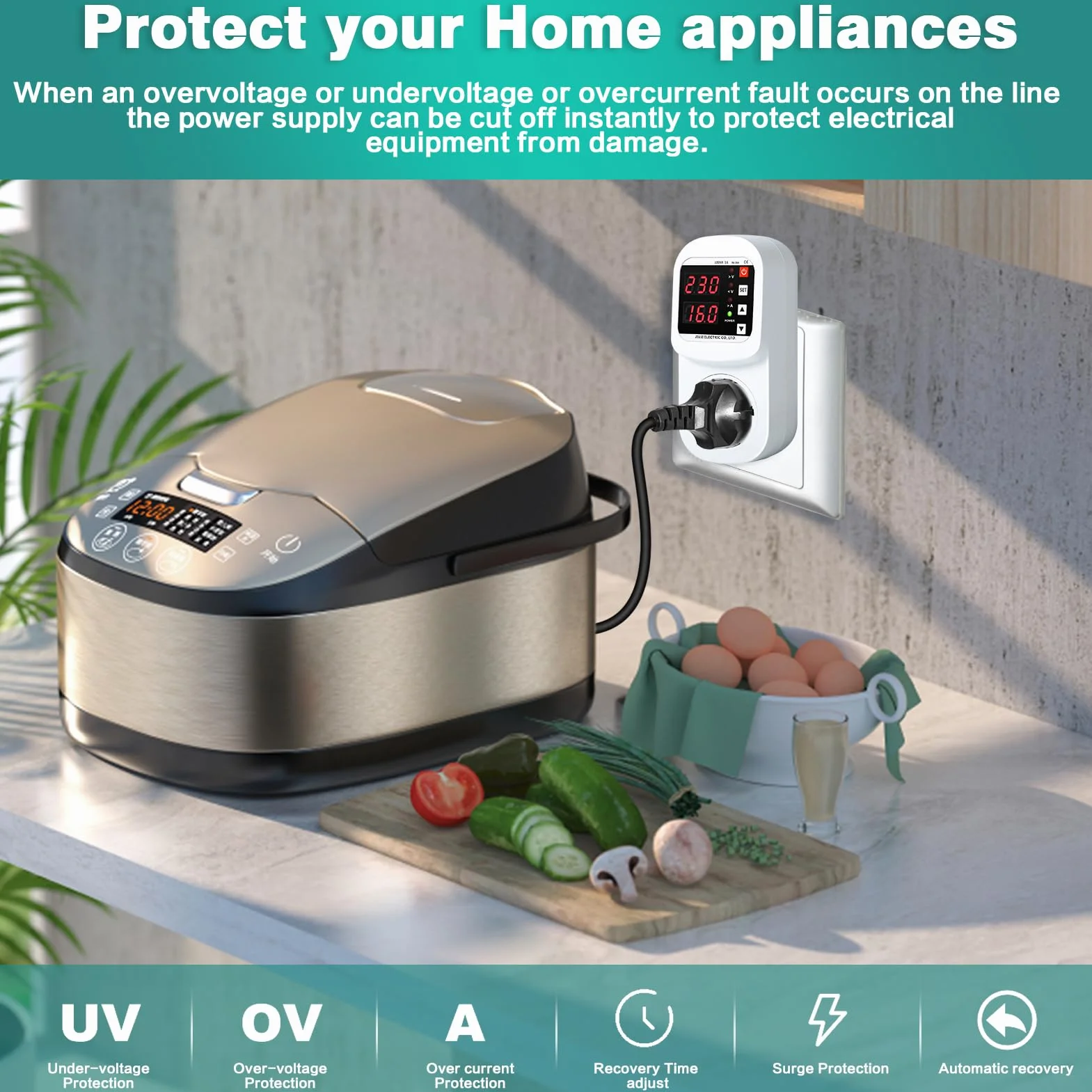 Presa Antifulmine Jadeshay Adattatore Protezione Sovratensioni AC220V 16A