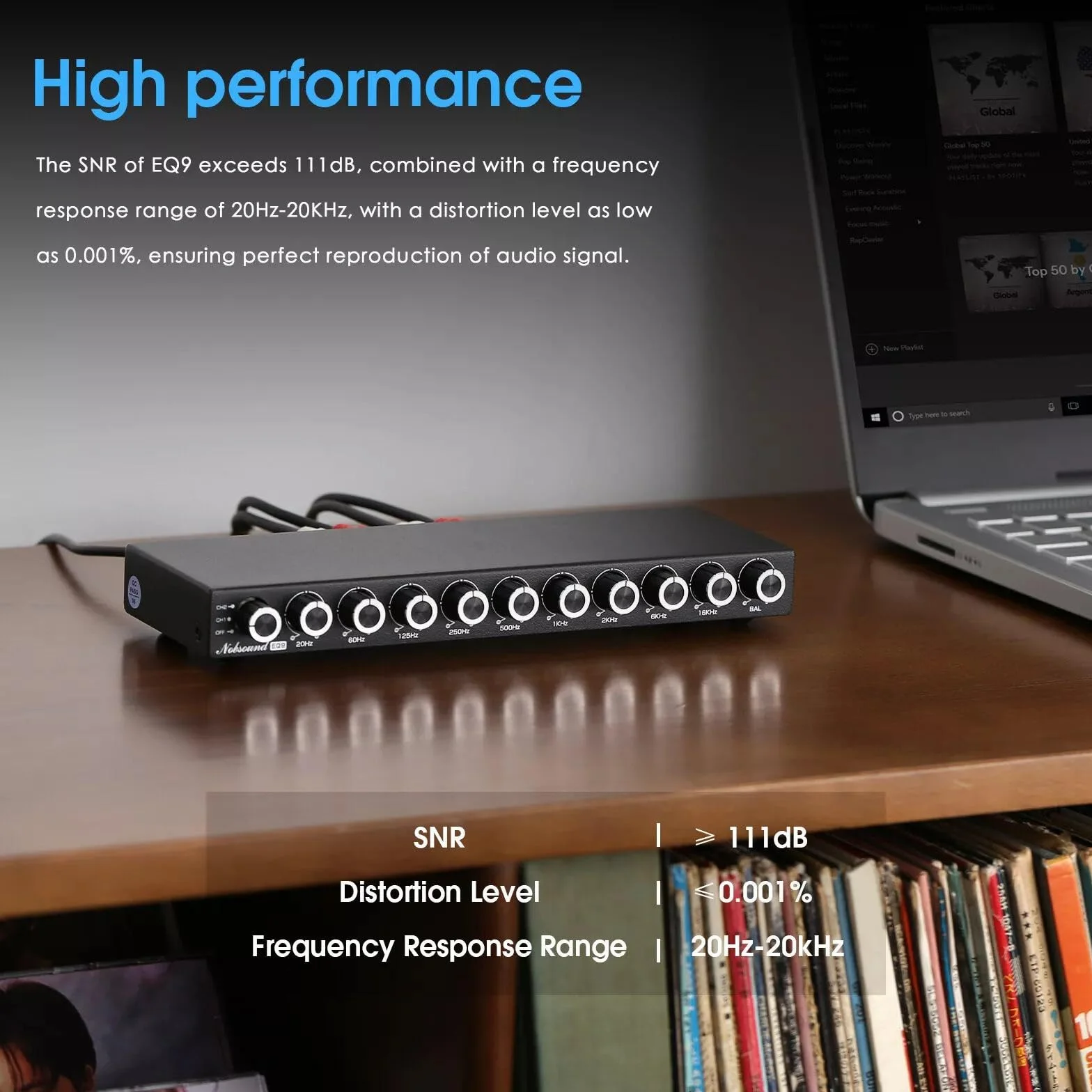 Nobsound HiFi 9-Band Stereo EQ Preamplificatore Equalizzatore Analogico Processore Audio (EQ9)