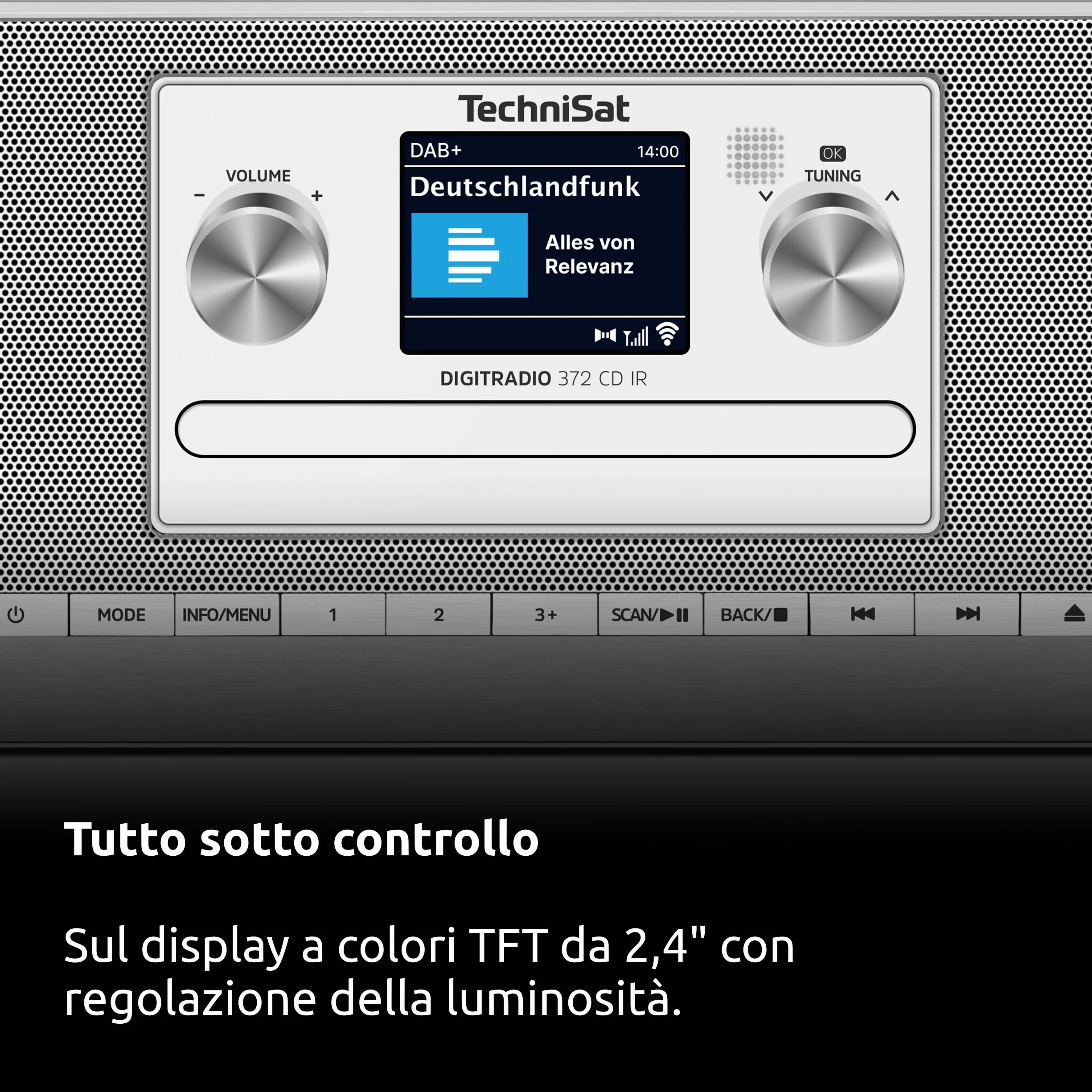 TechniSat DIGITRADIO 372 CD IR Radio Internet stereo DAB+ FM CD Wi-Fi Bluetooth display colori USB AUX sveglia 10 W argento