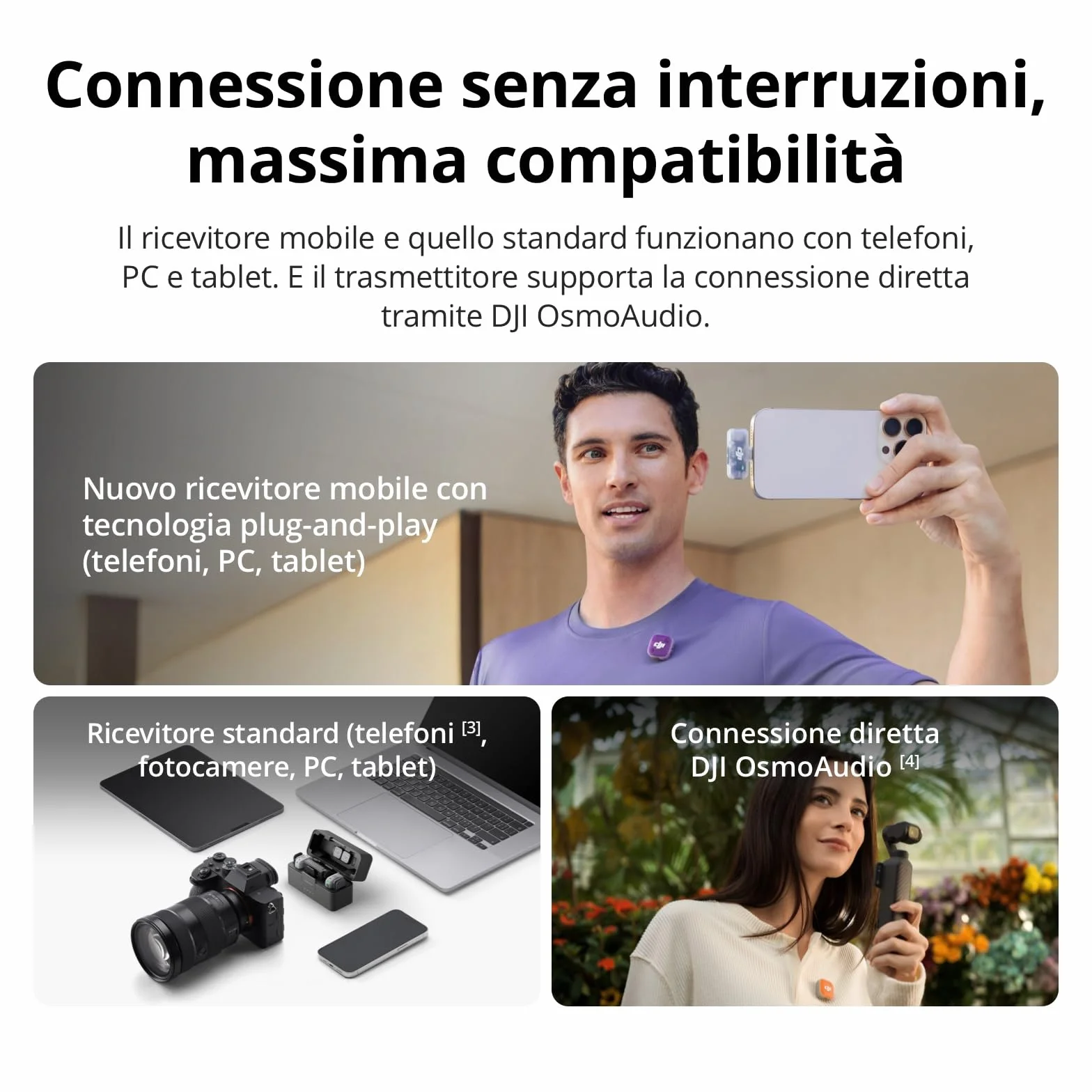 DJI Mic Mini 2 microfono wireless lavalier professionale per iPhone Android PC vlog live streaming