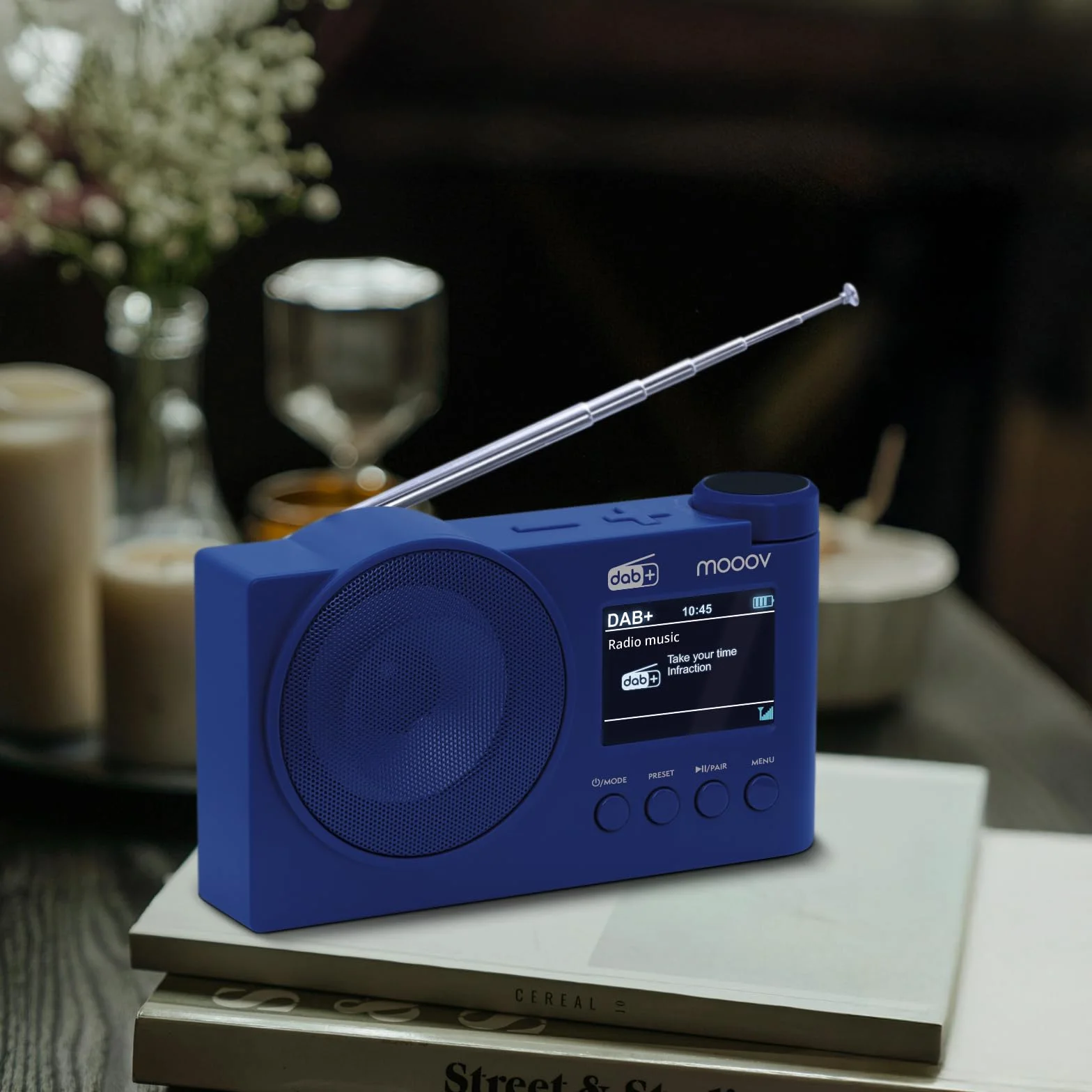 Radio Dab+ e FM con Bluetooth 5.0 Sveglia Doppia Allarme Display Colori USB MP3 Batteria Ricaricabile 15h Blu