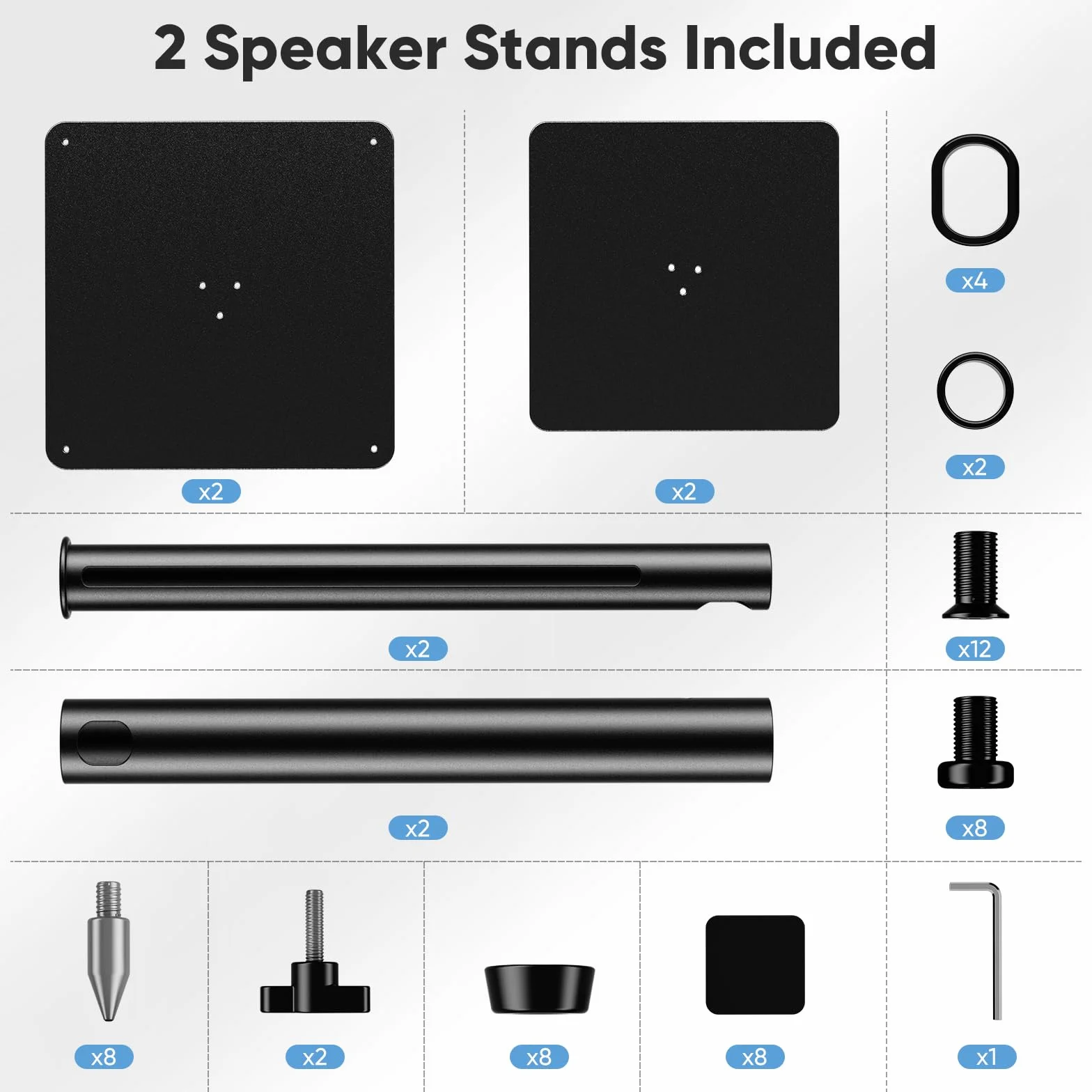 Regolabile Supporto Altoparlante Satelliti 15 kg 72-120 cm Set 2 Universali Surround Gestione Cavi