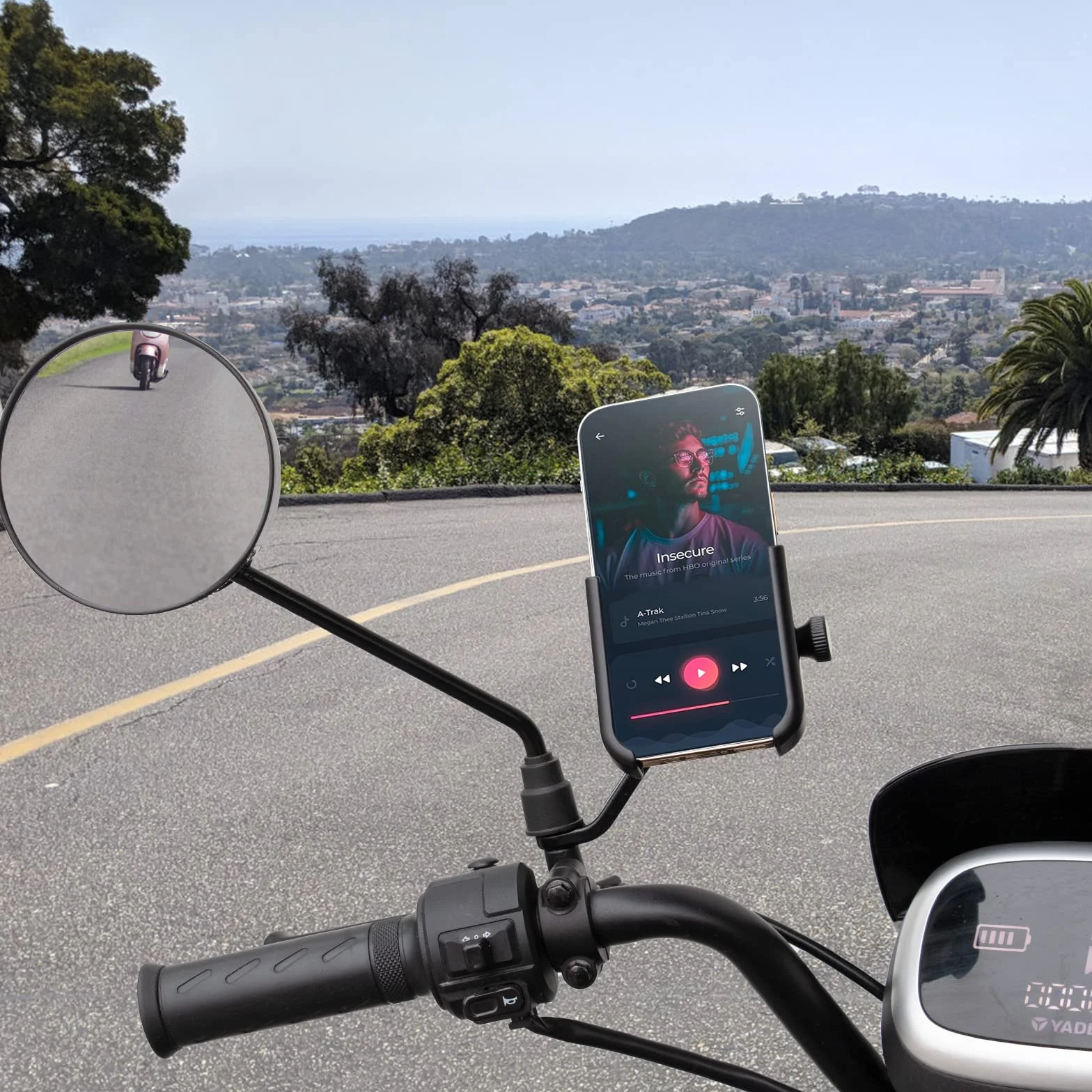 Porta Cellulare Moto Supporto Telefono per Specchio Retrovisore 360° Rotabile