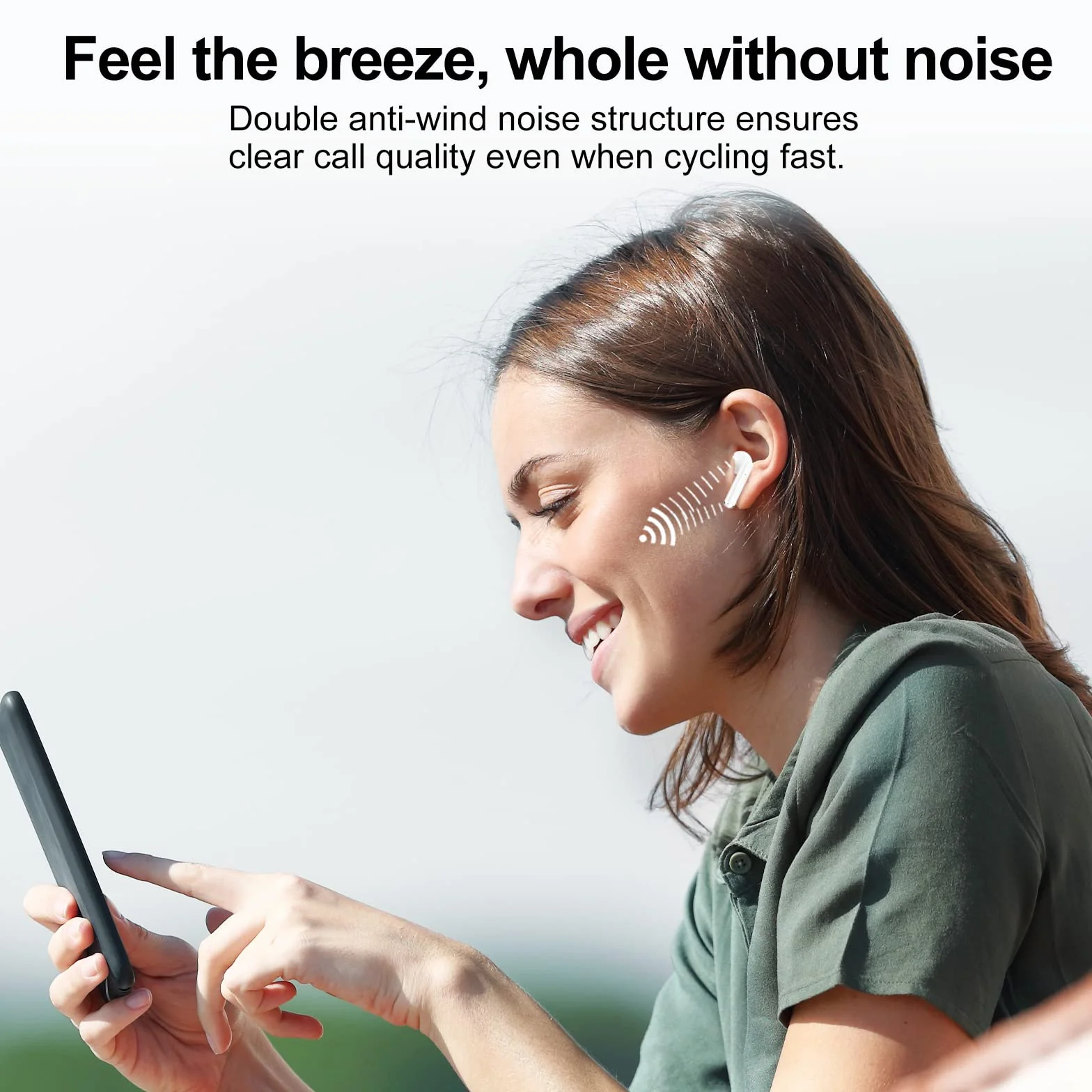 Jesebang Cuffie Bluetooth 5.4, Auricolari Stereo HiFi con 4 HD Mic, IP7 Impermeabili, 30 Ore Bianco