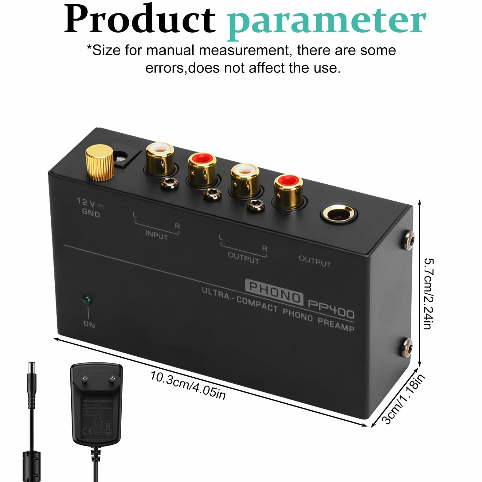 Molbory Phono preamplificatore giradischi RCA Input Output 12 V ultra compatto