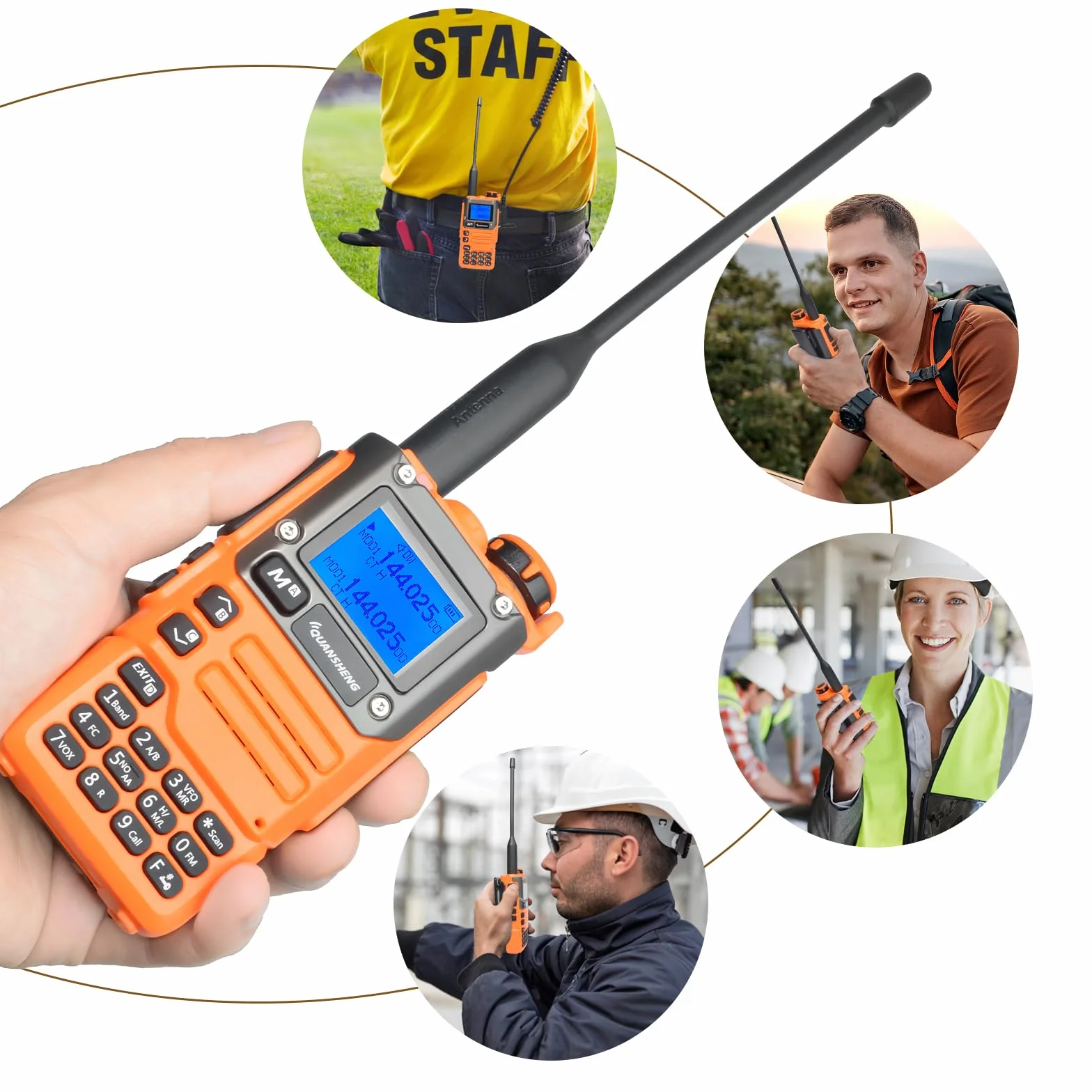 Quansheng UV-K5 VHF UHF Walkie Talkie Portatile FM NOAA Radio Bidirezionale Arancione con Auricolare