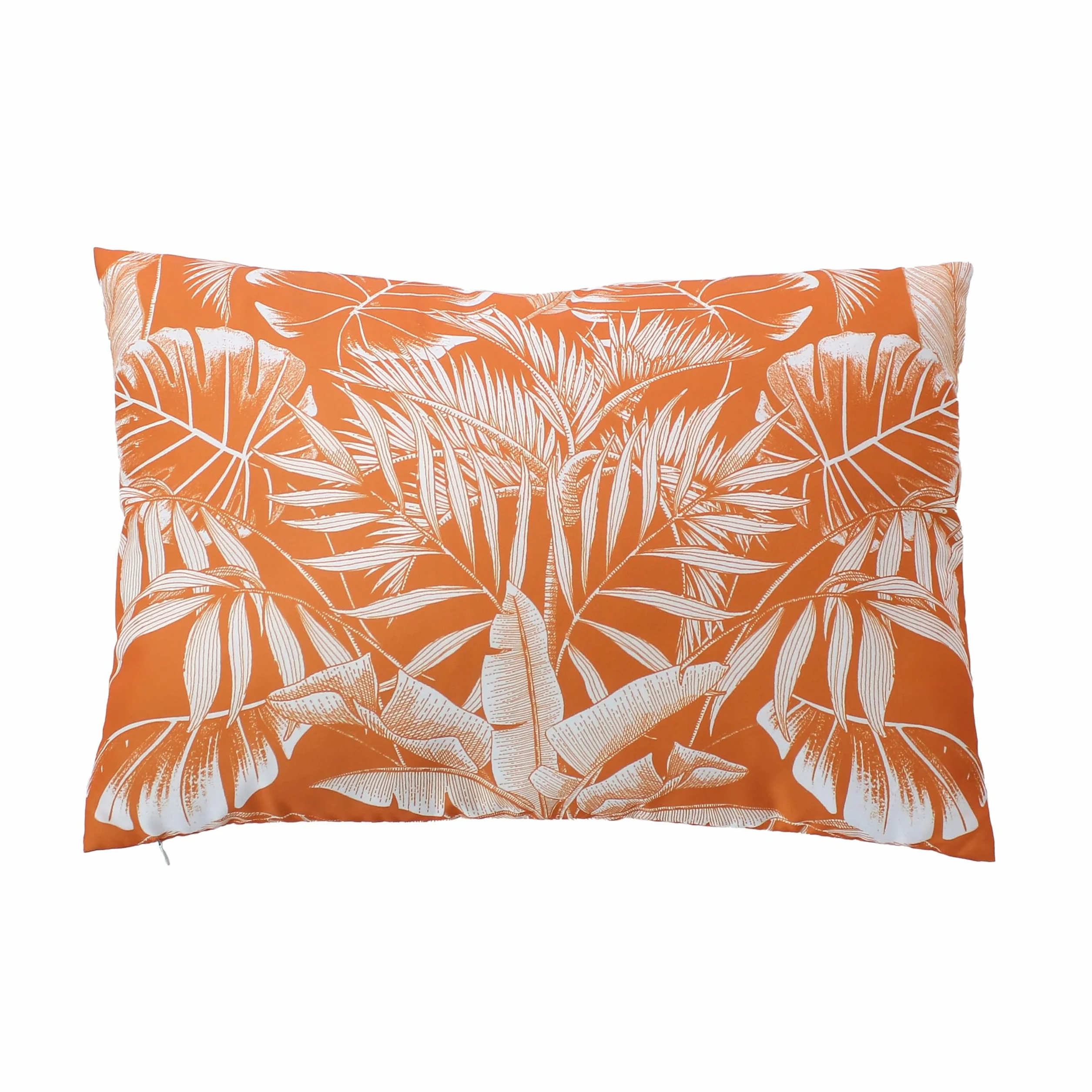 ED ENJOY HOME Cuscino rettangolare da esterno decorativo, 40 x 60 cm, stampa tropicale arancione e bianco, sfoderabile, con trattamento idrorepellente e anti-UV, collezione giardino Borneo