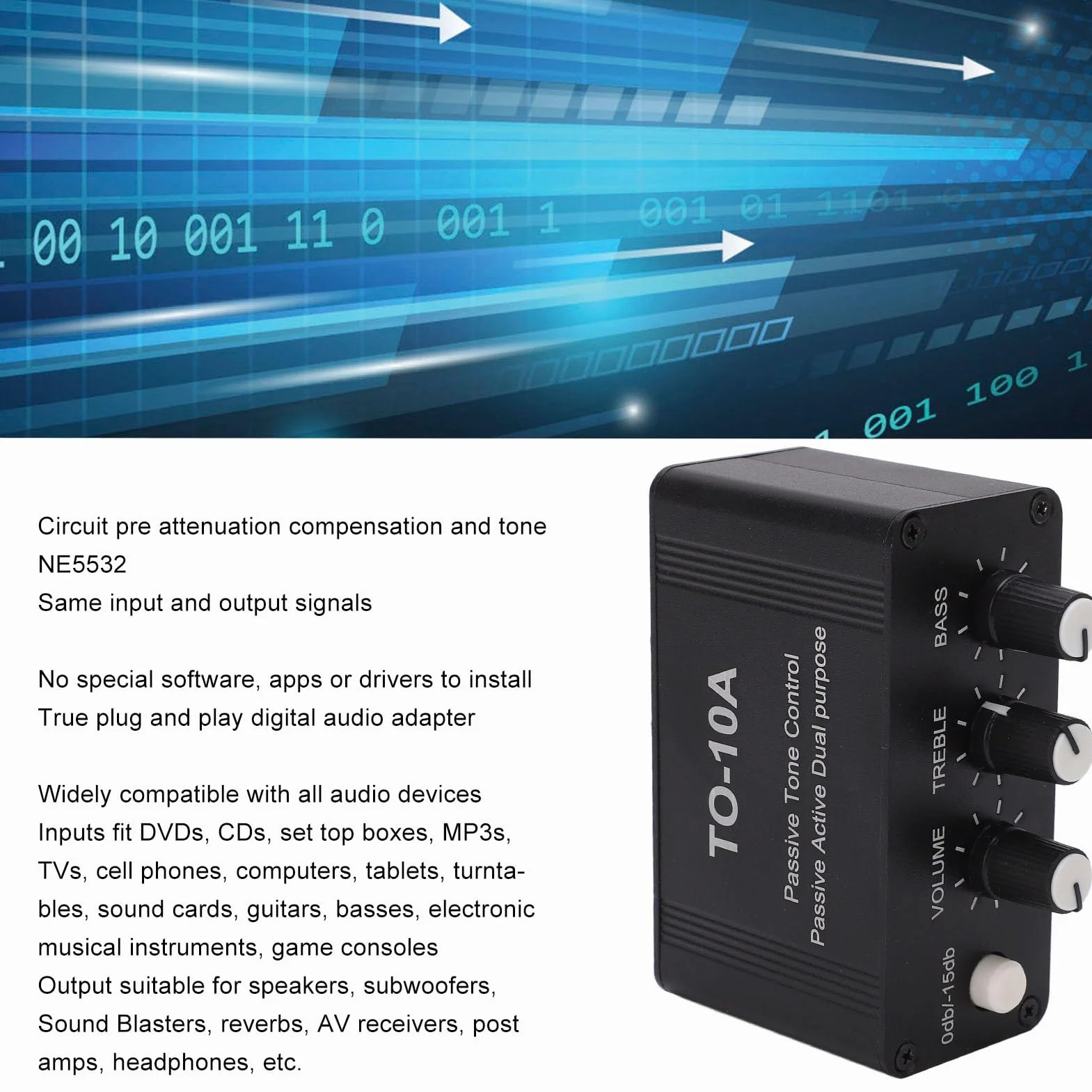 Mini Preamplificatore Audio Stereo NE5532 DC 12V Amplificatore per Cuffie