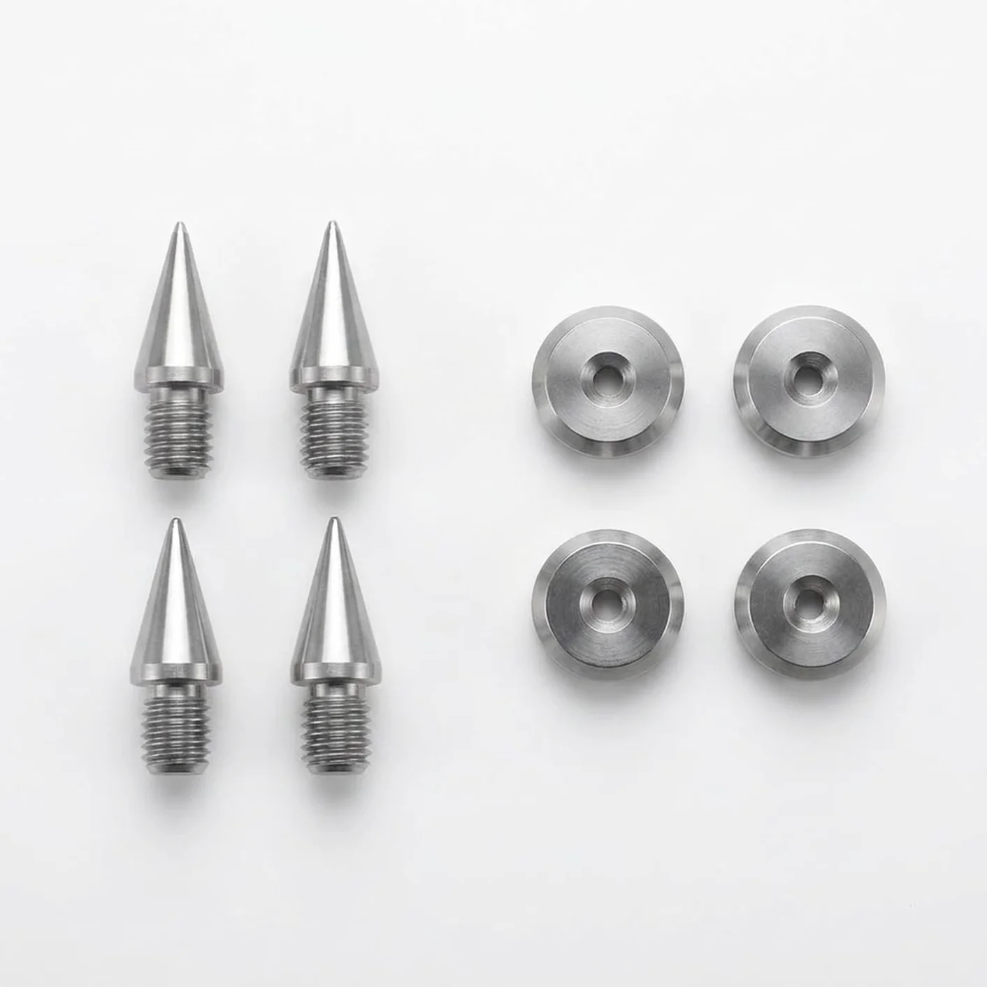 PrecisionGeek Punte e cuscinetti per altoparlanti acciaio inossidabile M6 cono 10 mm cuscinetti 16 mm smussata