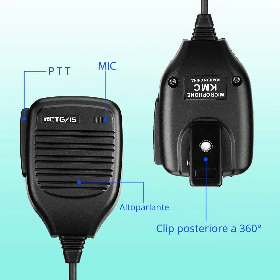 Retevis Walkie Talkie Microfono a Distanza Altoparlante 2 Pin Compatibile con Baofeng UV-5R BF-88E BF-888S