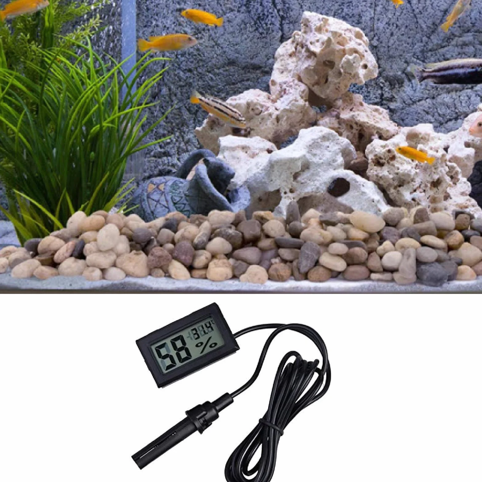 ARCELI 2-in-1 LCD digitale termometro igrometro per incubatore rettili acquario nero