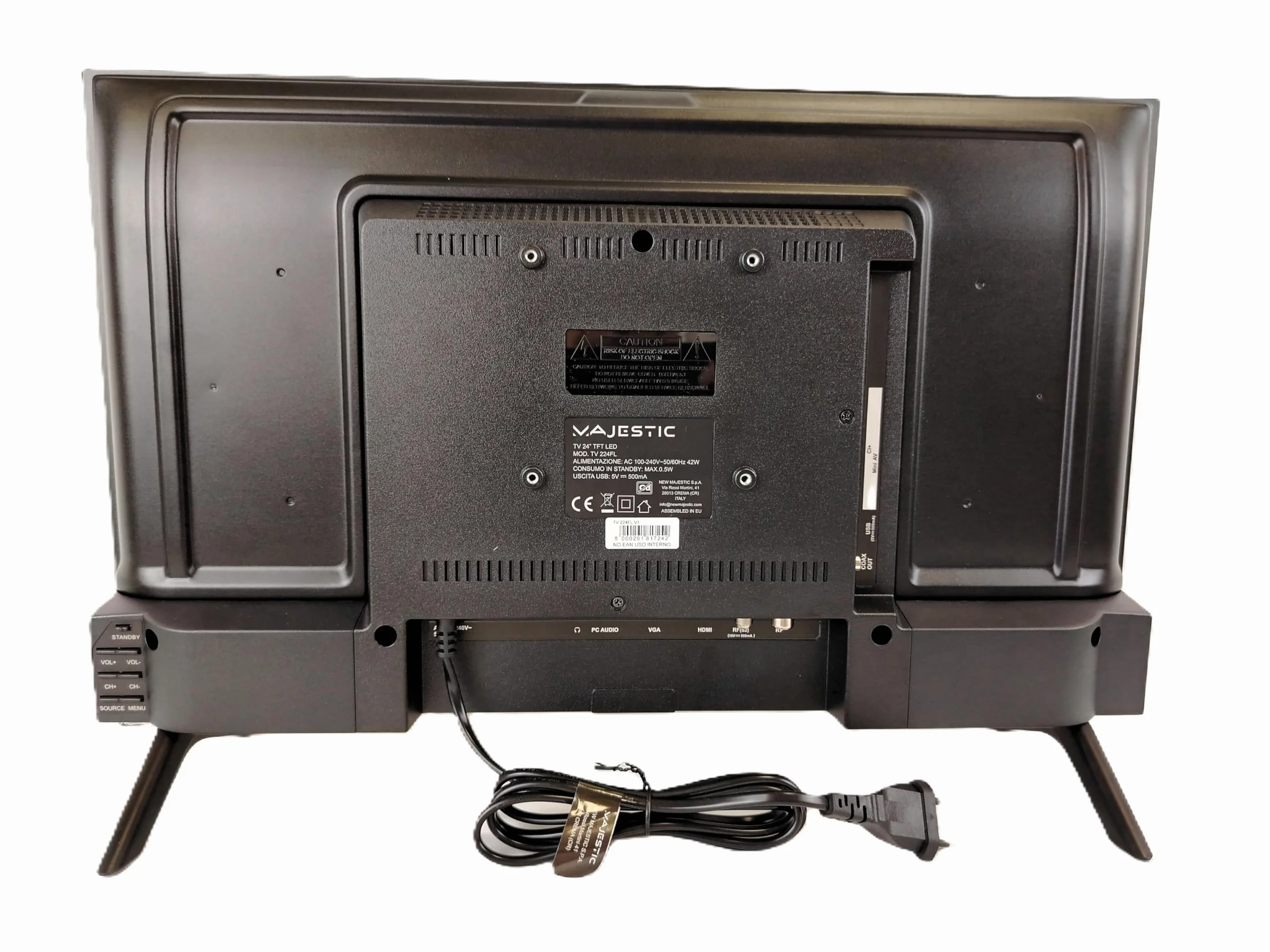 Majestic TV 224FL V1 Televisore Frameless LED HD Ready 24" DVB-T/T2 DVB-S/S2 Telecomando USB HDMI VGA CI+ Nero