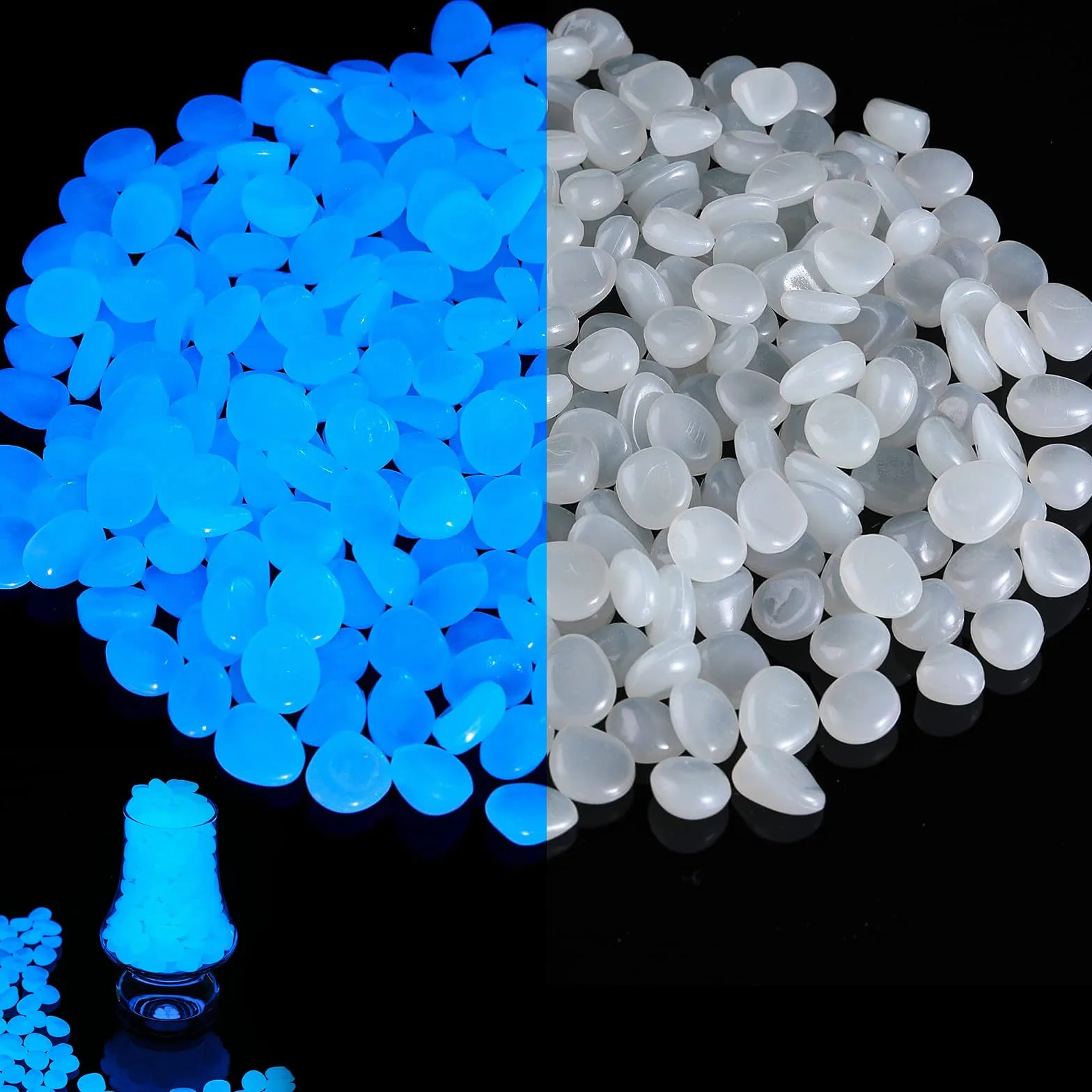 300 Pezzi Pietre Da Giardino,Decorazione Giardino Pietra Luminosa Pietre Per Decorativi Per Vasi Per Decorazione Di Corridoio Aperto Decorare Acquario Cortile (Bianco)