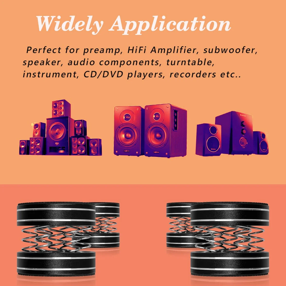Piedini isolanti per giradischi in alluminio UCINNOVATE, regolabili a molla, antiscivolo, per amplificatori HiFi