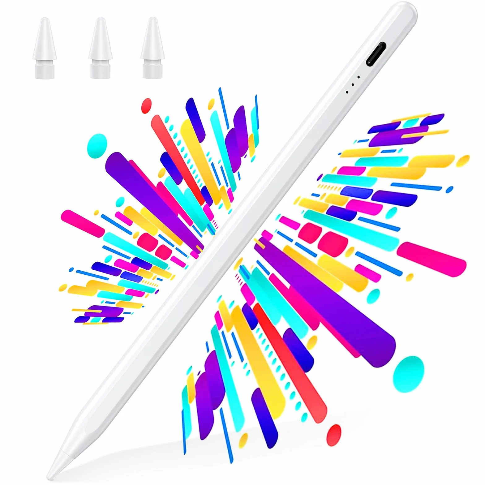 BAZO Penna iPad 2018-2025, Palm Rejection, Ricarica Rapida, Sensibilità Inclinazione per iPad 11 A16/10/9/8/7/6, Pro 11/12.9, Air 5/4/3/M2/M3/M4/M5, Mini 5/6