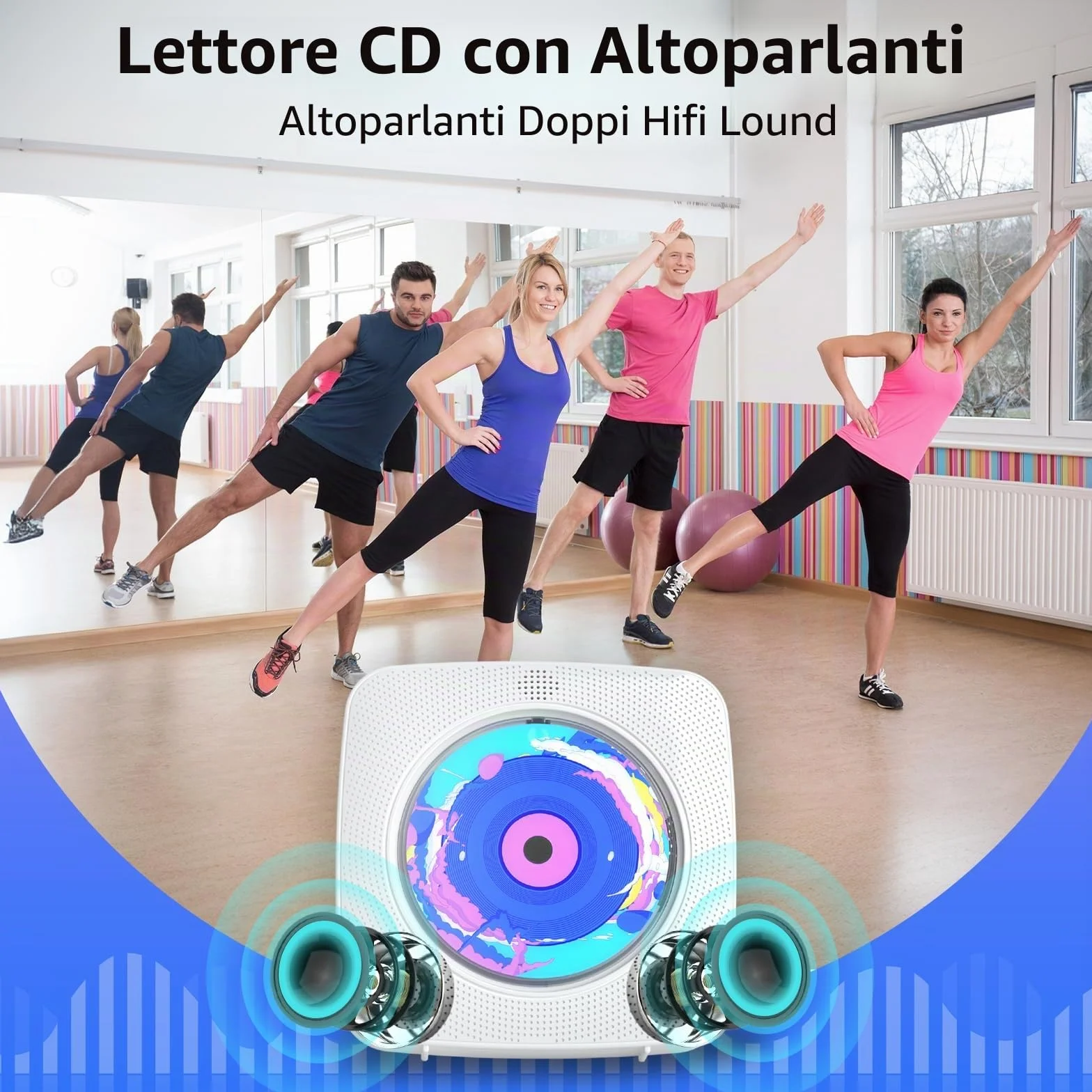 Lettore CD Portatile Bluetooth Kegaudio con Altoparlante USB/AUX Presa per Cuffie Bianco